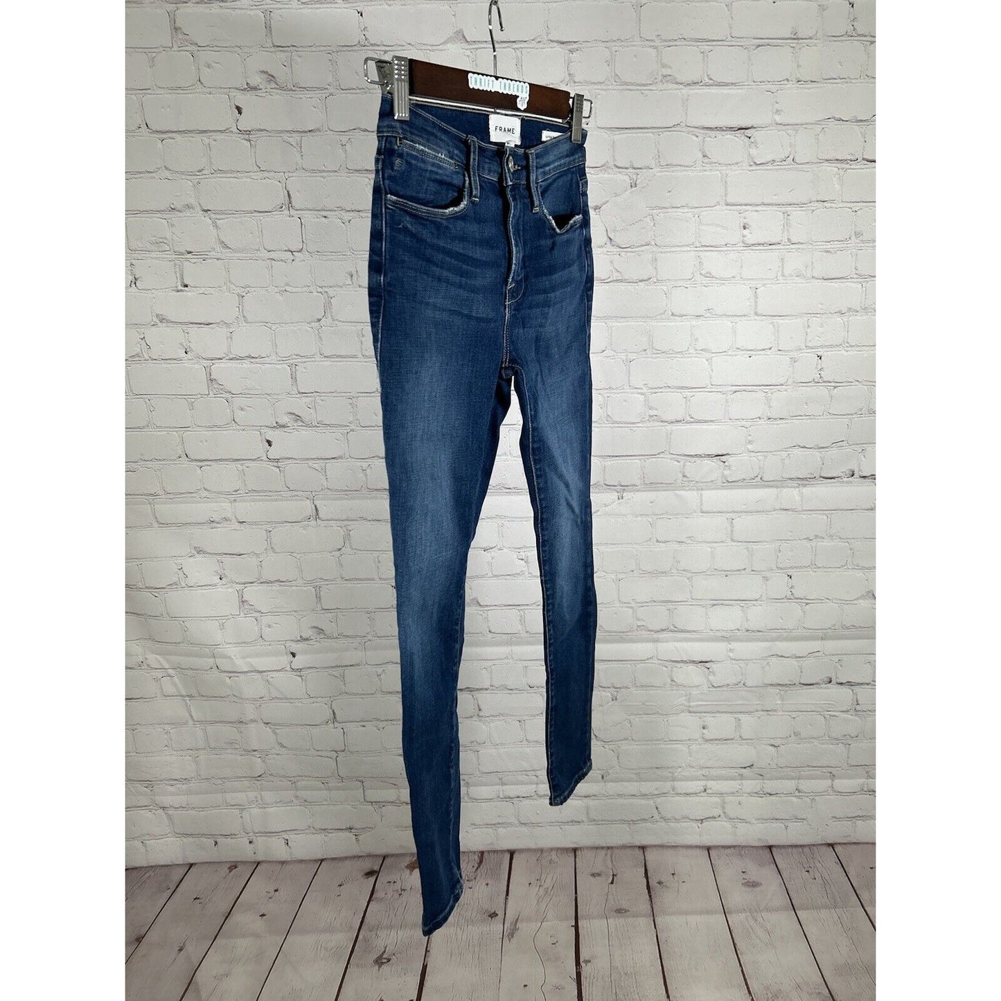 FRAME Le High Skinny Crop Medium Wash Organic Cotton Blend Jeans 24 (23 x 25)