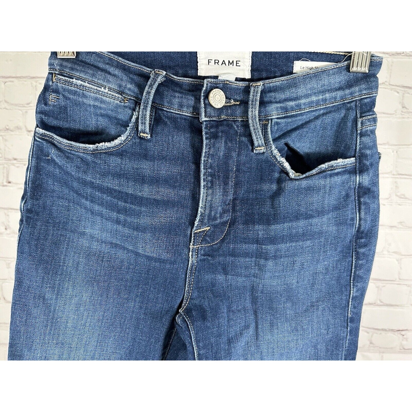 FRAME Le High Skinny Crop Medium Wash Organic Cotton Blend Jeans 24 (23 x 25)