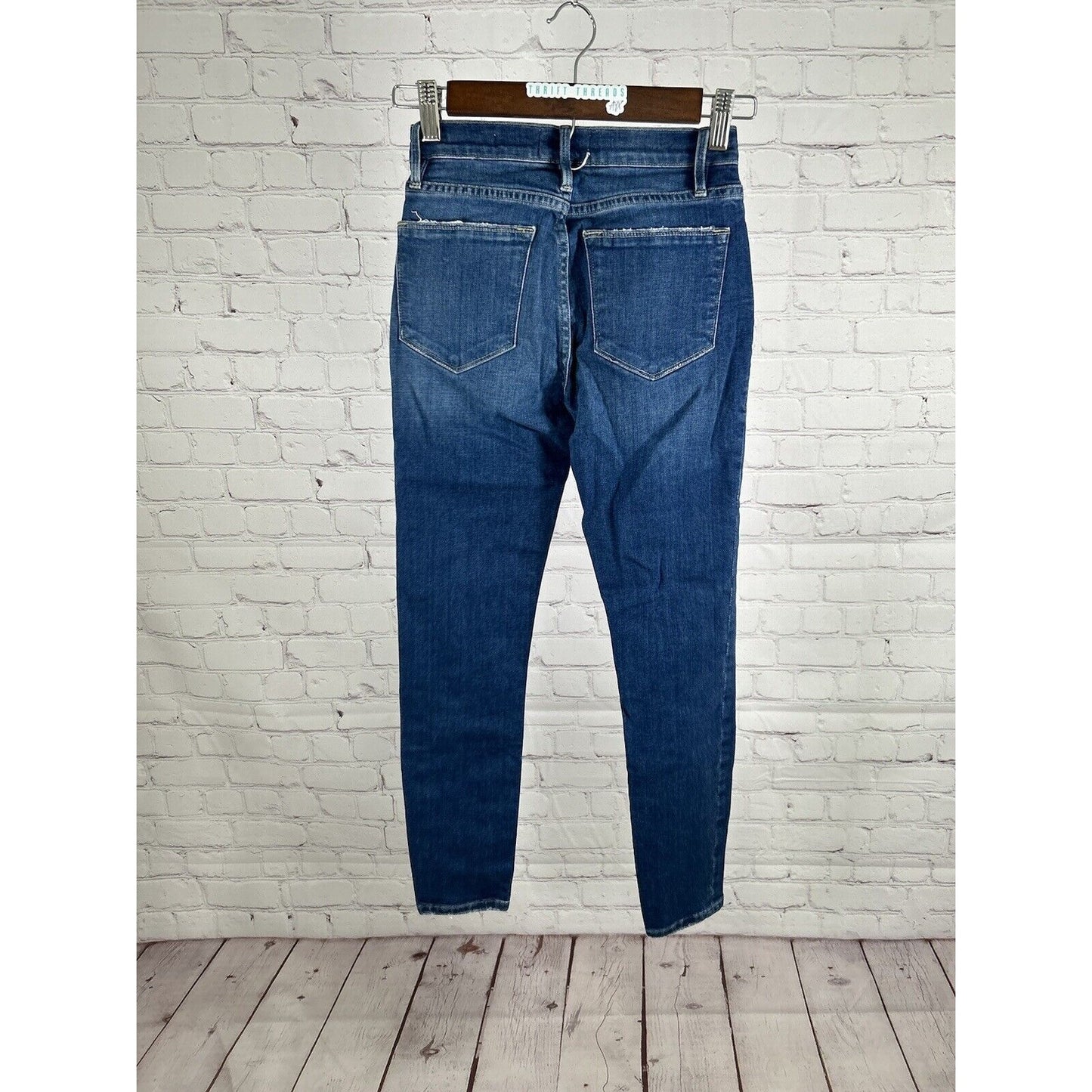 FRAME Le High Skinny Crop Medium Wash Organic Cotton Blend Jeans 24 (23 x 25)