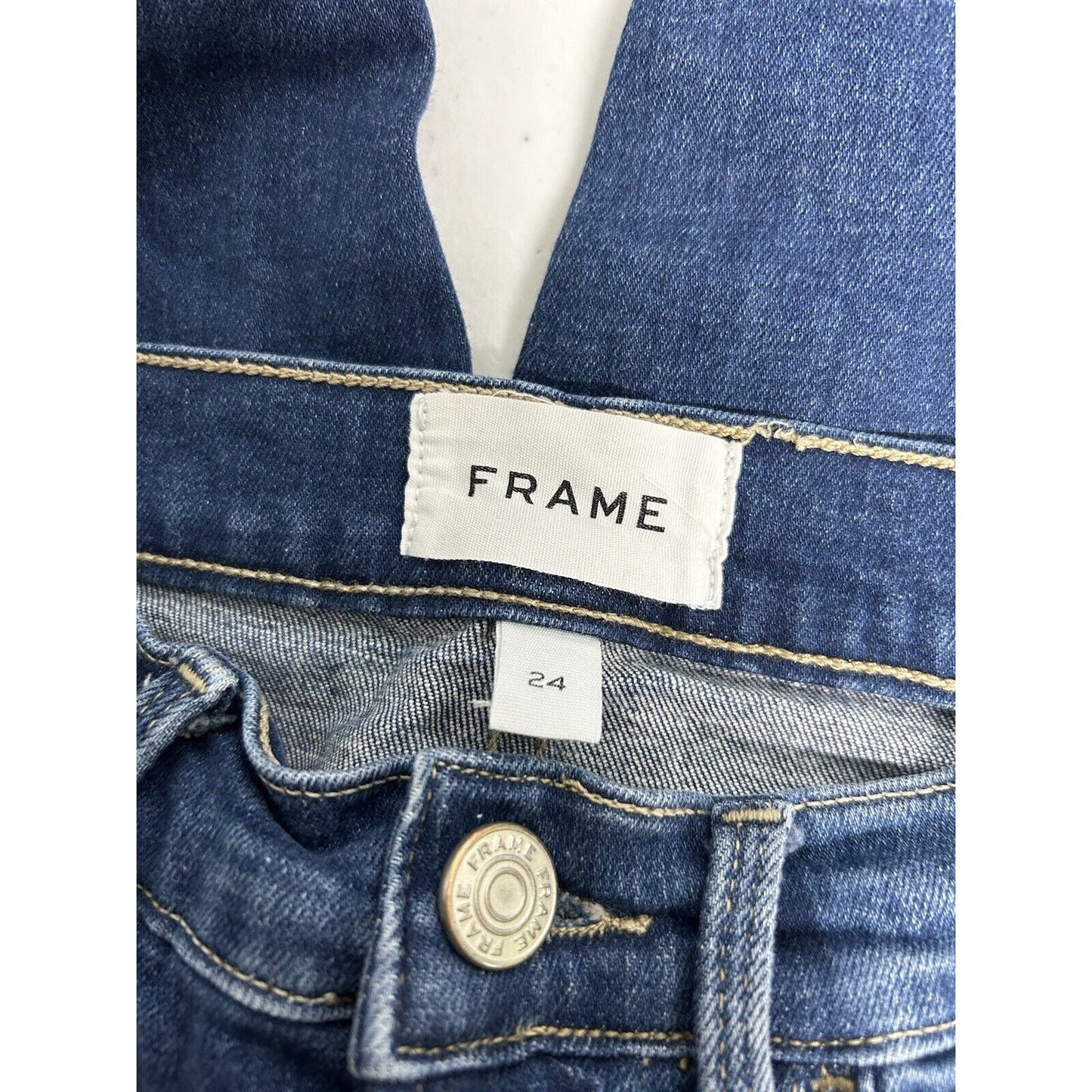 FRAME Le High Skinny Crop Medium Wash Organic Cotton Blend Jeans 24 (23 x 25)