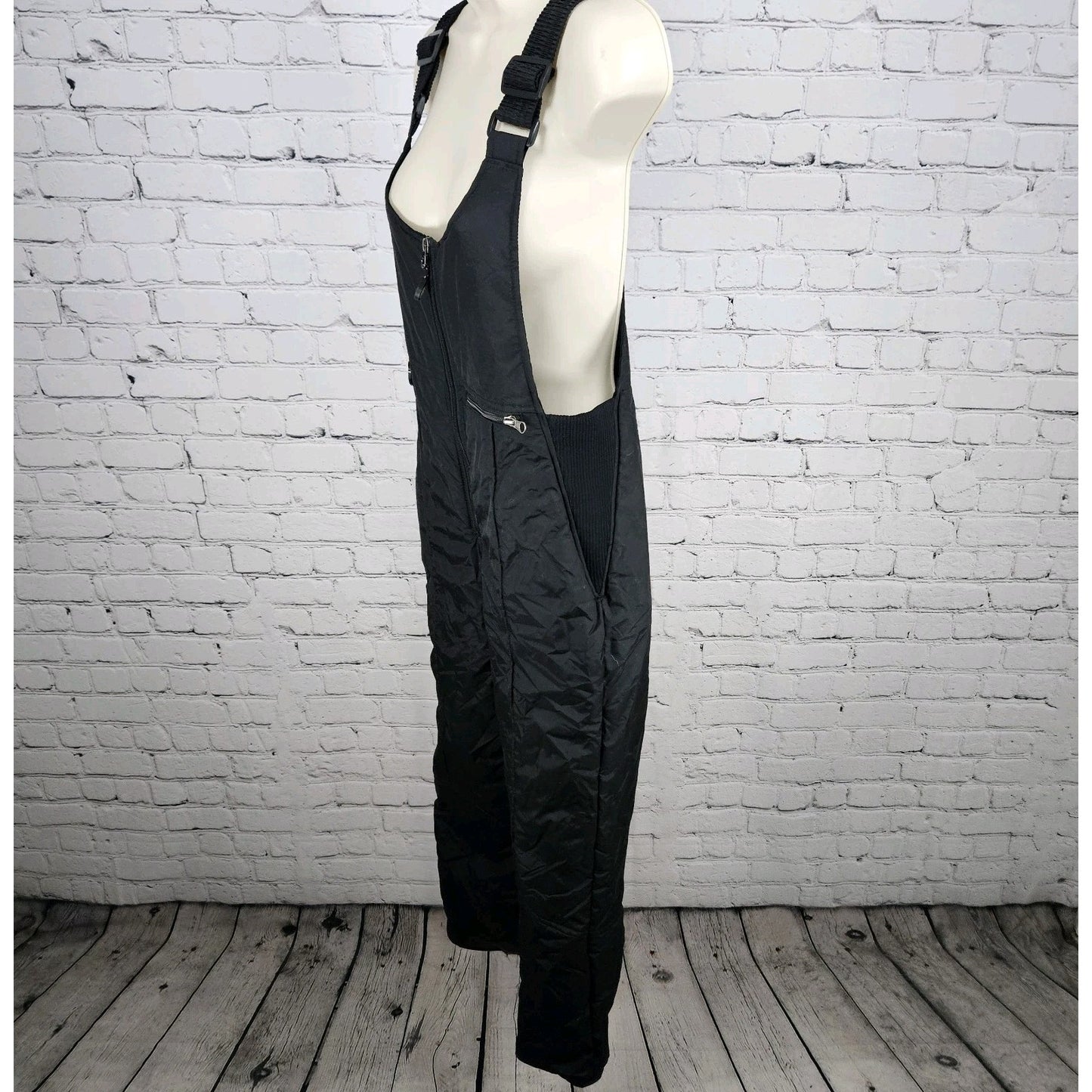 Chalet Black Insulated Adjustable Straight Leg Snow Ski Bib Pants Youth Large L