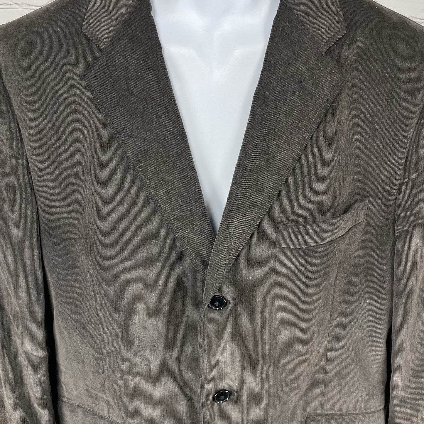 J. Ferrar Grey Cotton Corduroy 3 Button Vented Blazer Sport Coat Size L 42-44