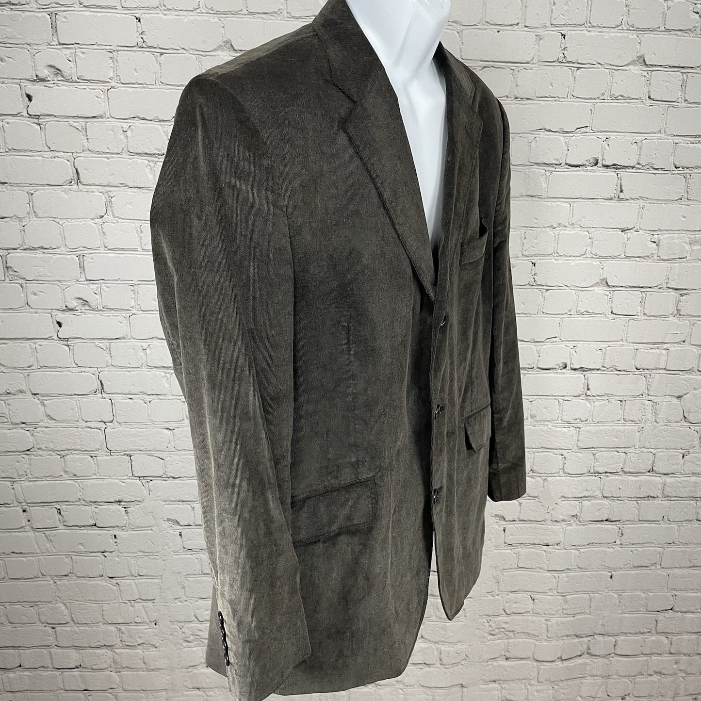 J. Ferrar Grey Cotton Corduroy 3 Button Vented Blazer Sport Coat Size L 42-44