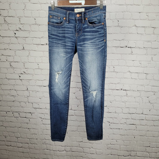 Madewell Blue Skinny Skinny Distressed Low Rise Stretch Jeans Size 26 (26x28)