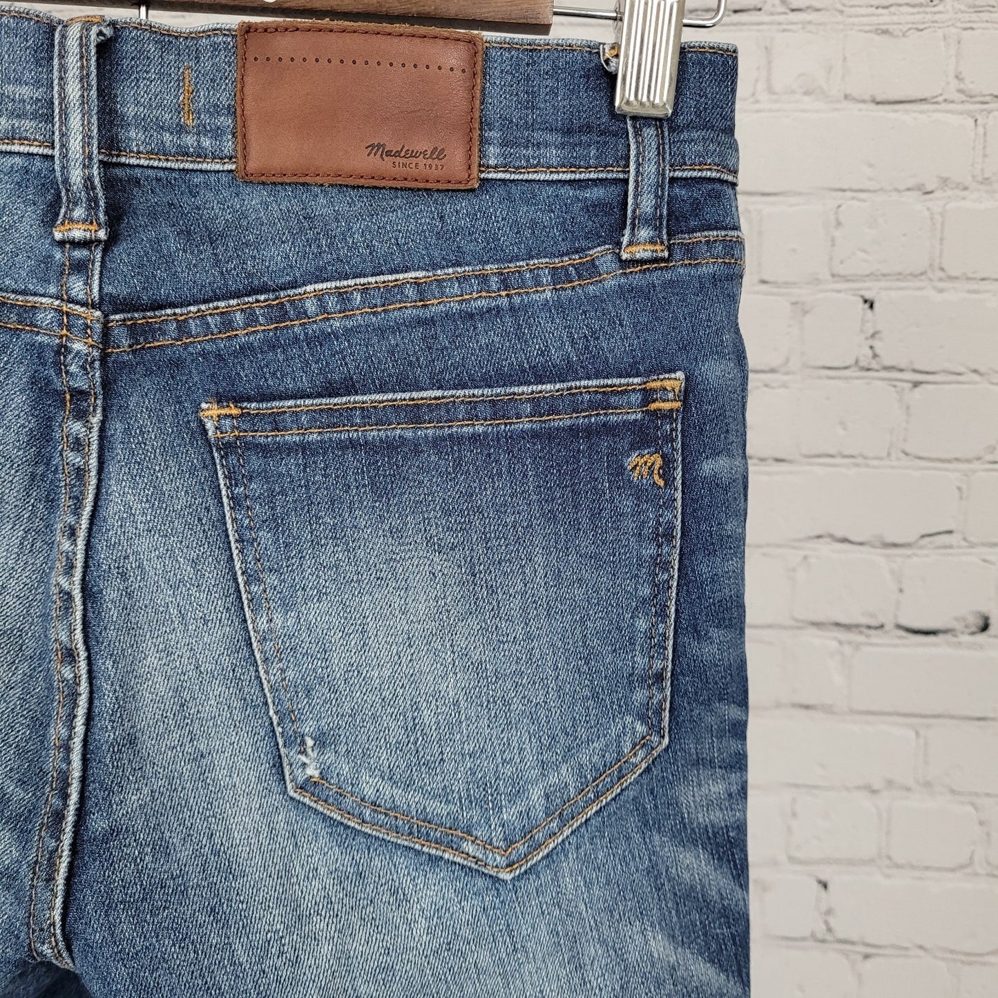 Madewell Blue Skinny Skinny Distressed Low Rise Stretch Jeans Size 26 (26x28)