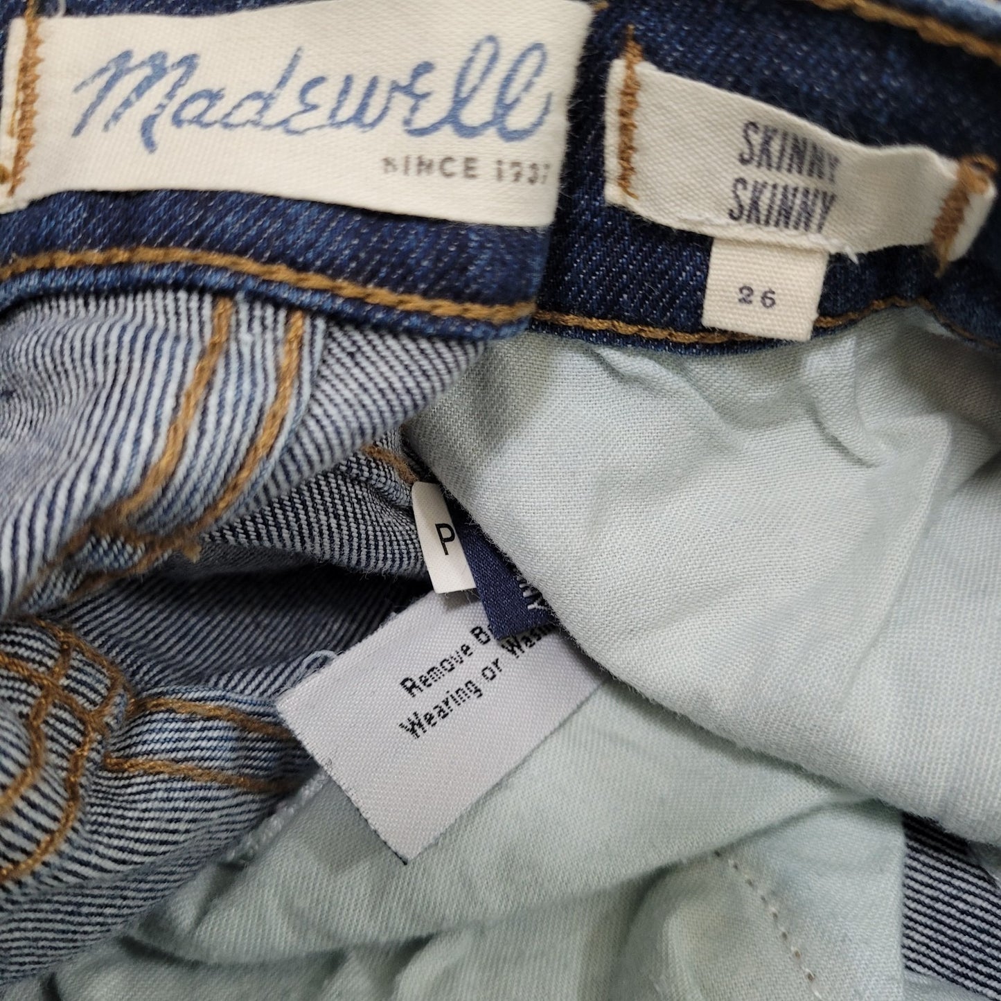 Madewell Blue Skinny Skinny Distressed Low Rise Stretch Jeans Size 26 (26x28)