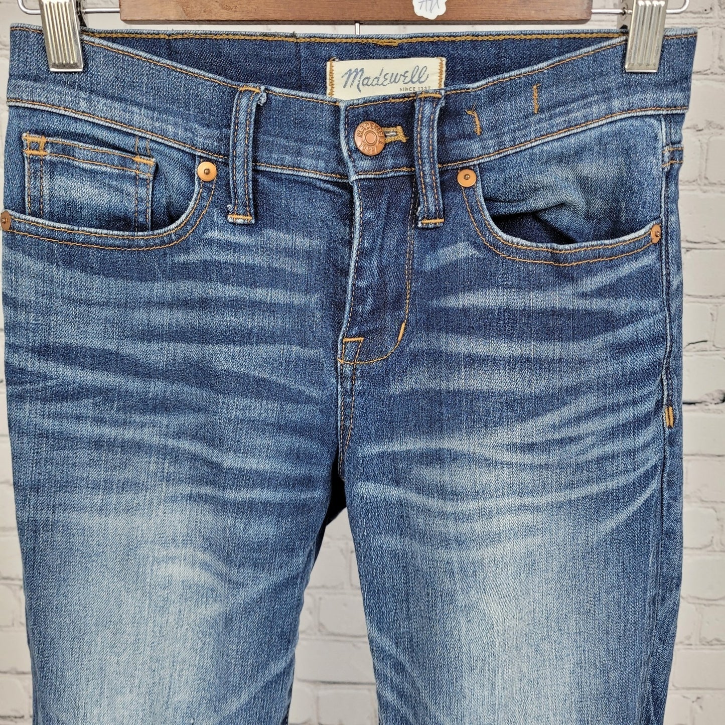 Madewell Blue Skinny Skinny Distressed Low Rise Stretch Jeans Size 26 (26x28)