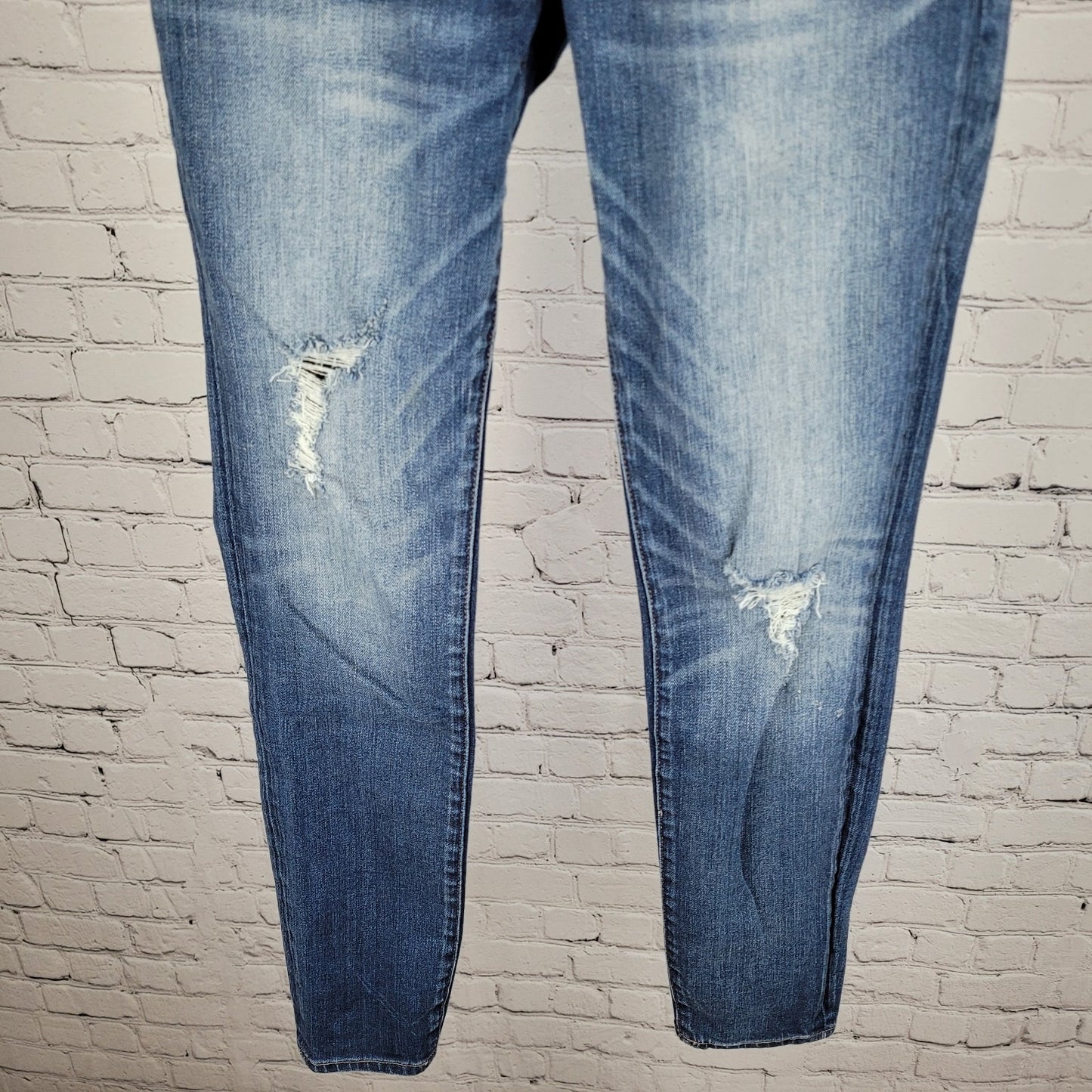 Madewell Blue Skinny Skinny Distressed Low Rise Stretch Jeans Size 26 (26x28)