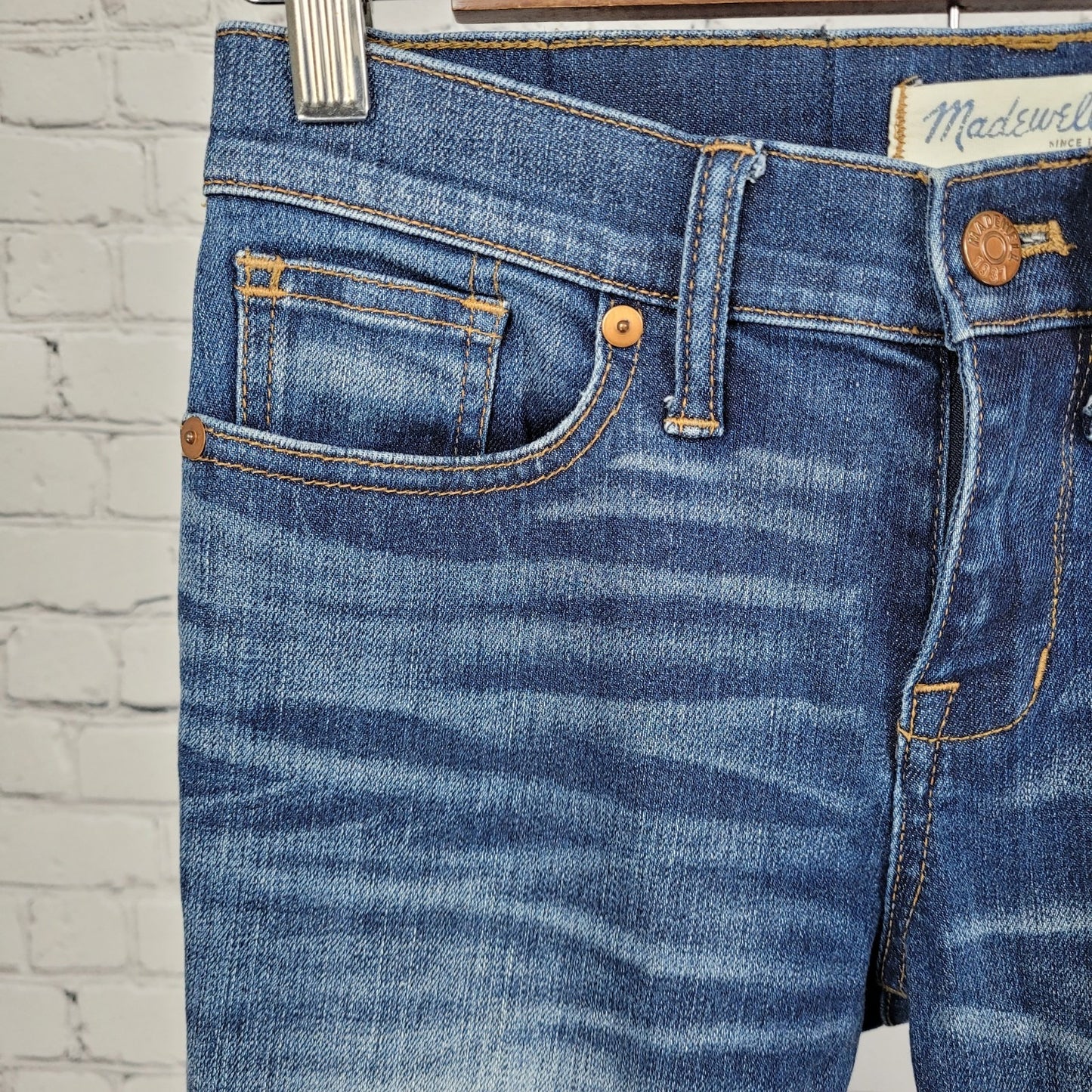 Madewell Blue Skinny Skinny Distressed Low Rise Stretch Jeans Size 26 (26x28)