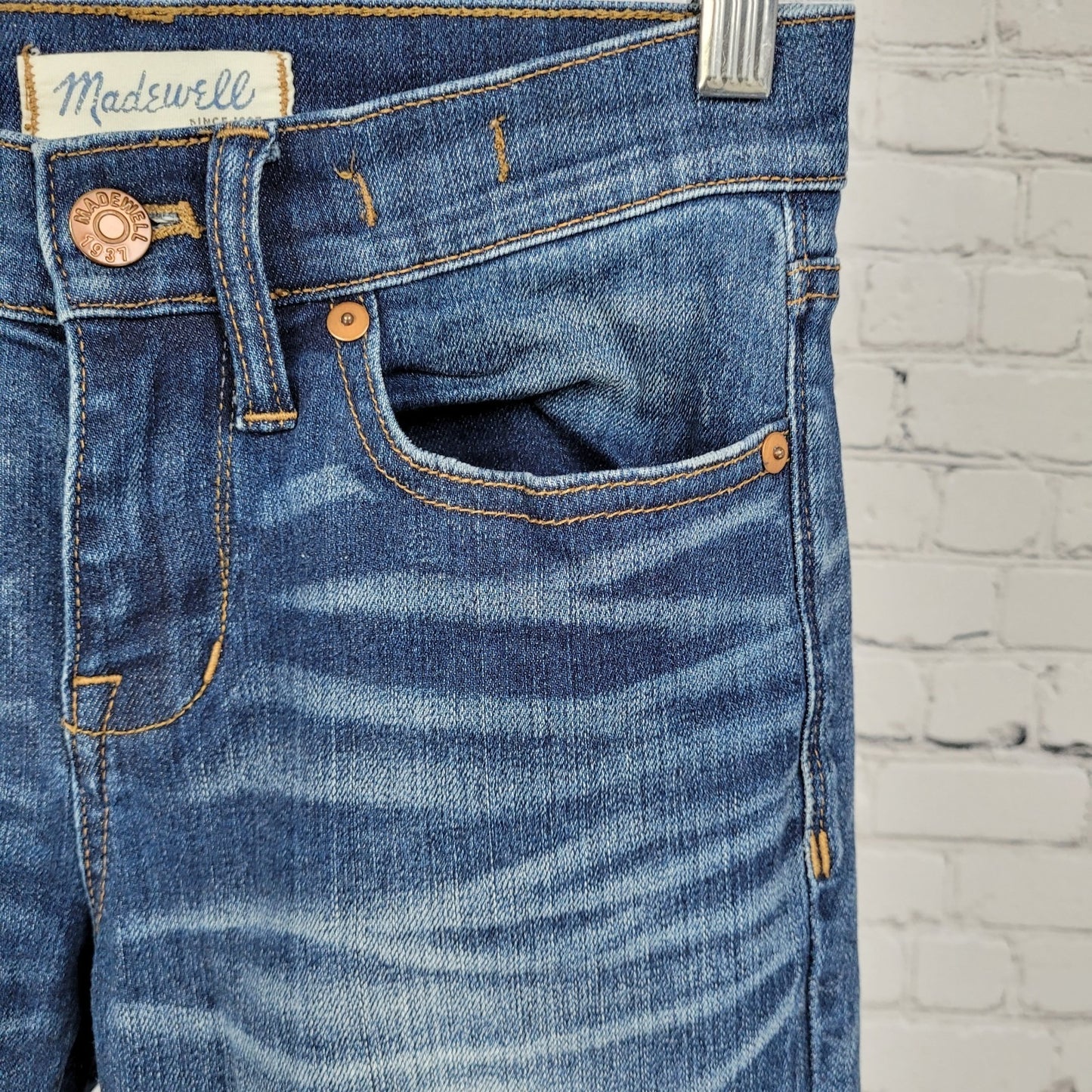 Madewell Blue Skinny Skinny Distressed Low Rise Stretch Jeans Size 26 (26x28)