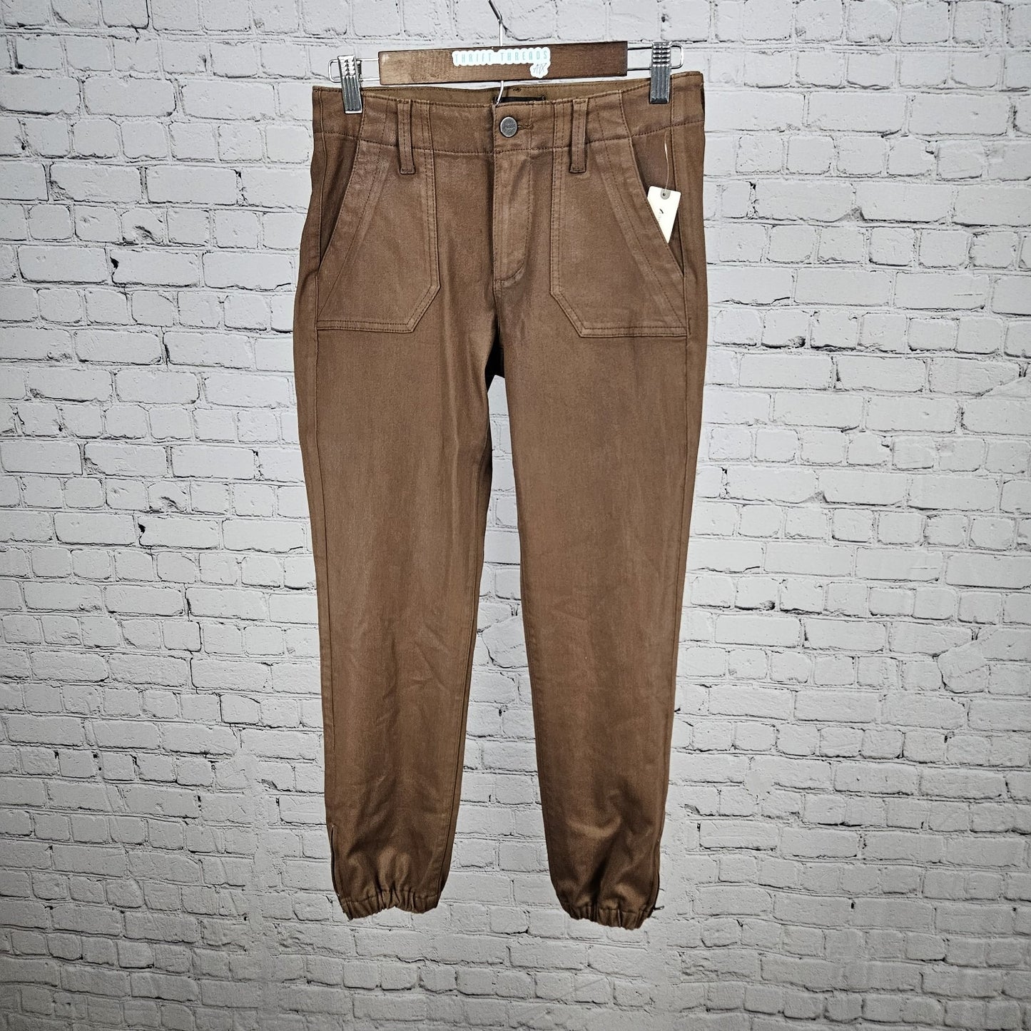 NWD Paige Brown Mayslie Jogger Coated Mid Rise Ankle Zip Pants 25 (26x27)