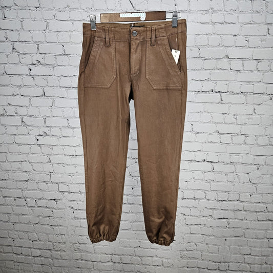 NWD Paige Brown Mayslie Jogger Coated Mid Rise Ankle Zip Pants 25 (26x27)