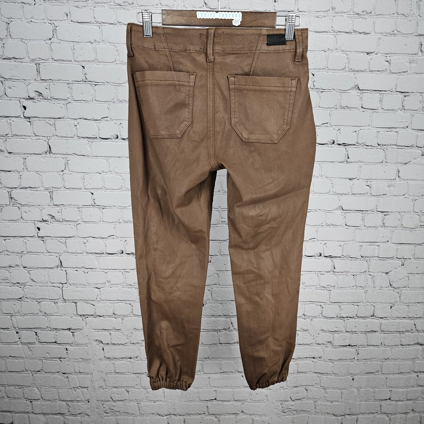 NWD Paige Brown Mayslie Jogger Coated Mid Rise Ankle Zip Pants 25 (26x27)