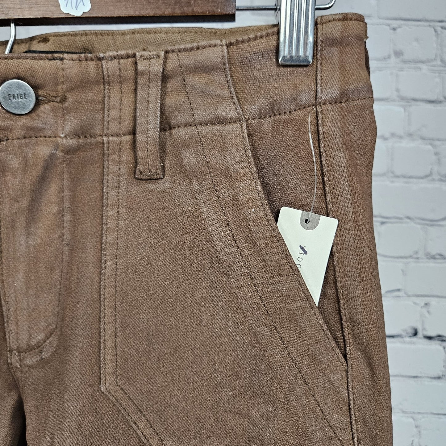 NWD Paige Brown Mayslie Jogger Coated Mid Rise Ankle Zip Pants 25 (26x27)