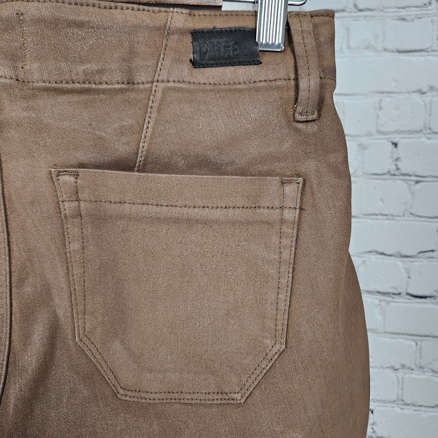 NWD Paige Brown Mayslie Jogger Coated Mid Rise Ankle Zip Pants 25 (26x27)