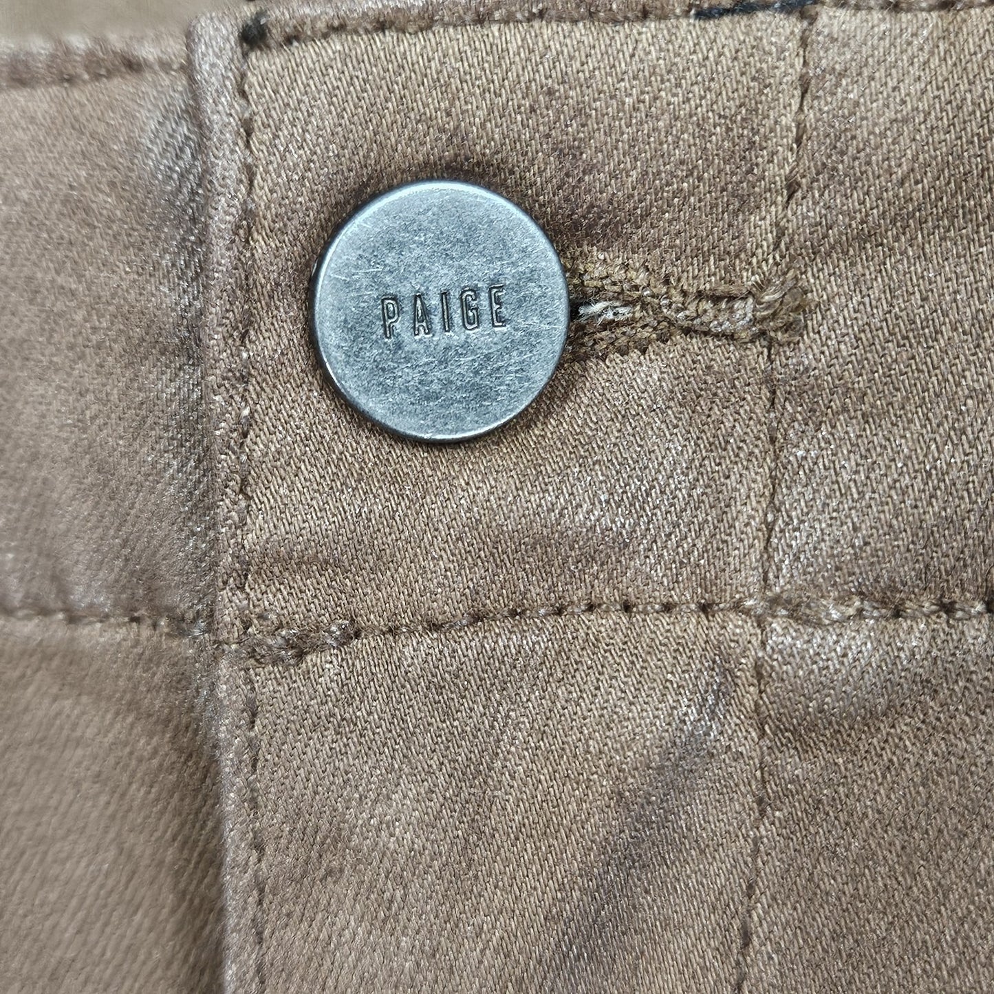 NWD Paige Brown Mayslie Jogger Coated Mid Rise Ankle Zip Pants 25 (26x27)