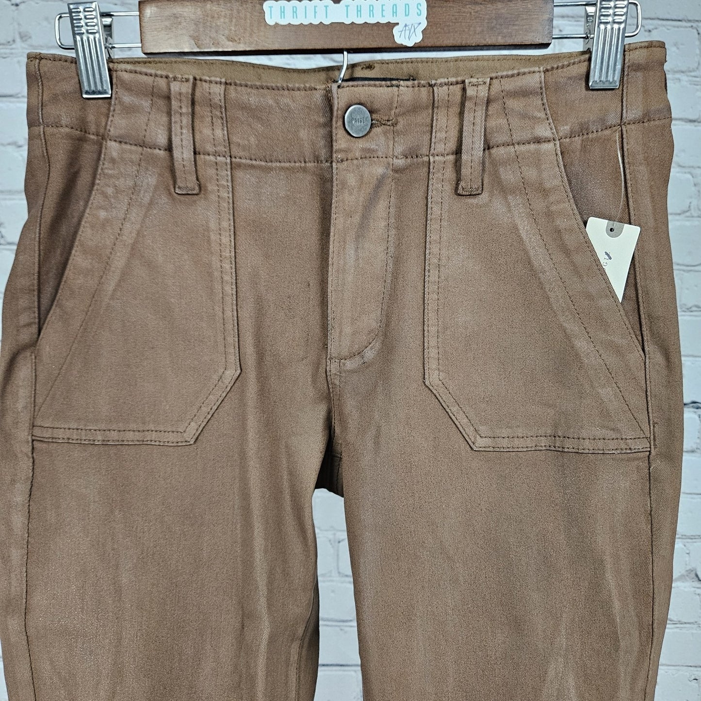 NWD Paige Brown Mayslie Jogger Coated Mid Rise Ankle Zip Pants 25 (26x27)