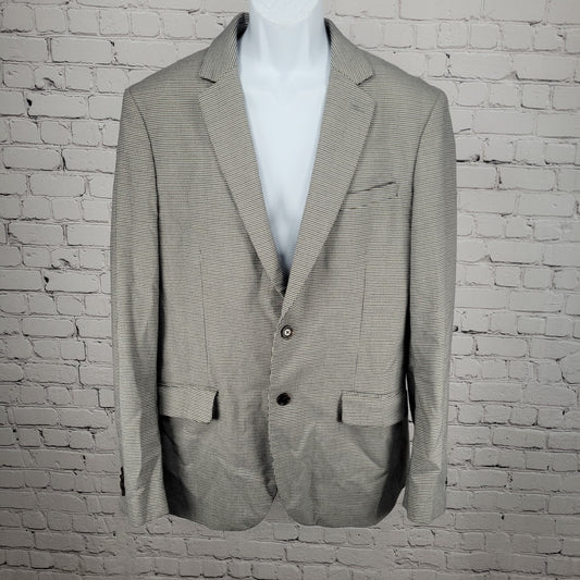 Scotch & Soda Blue Brown Herringbone Stretch Recycled Yarn Blazer Sport Coat XXL