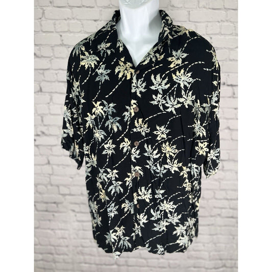 Santiki Es Lo Que Es Blue Hawaiian Tiki Shirt Short Sleeve Button Men’s Size XL