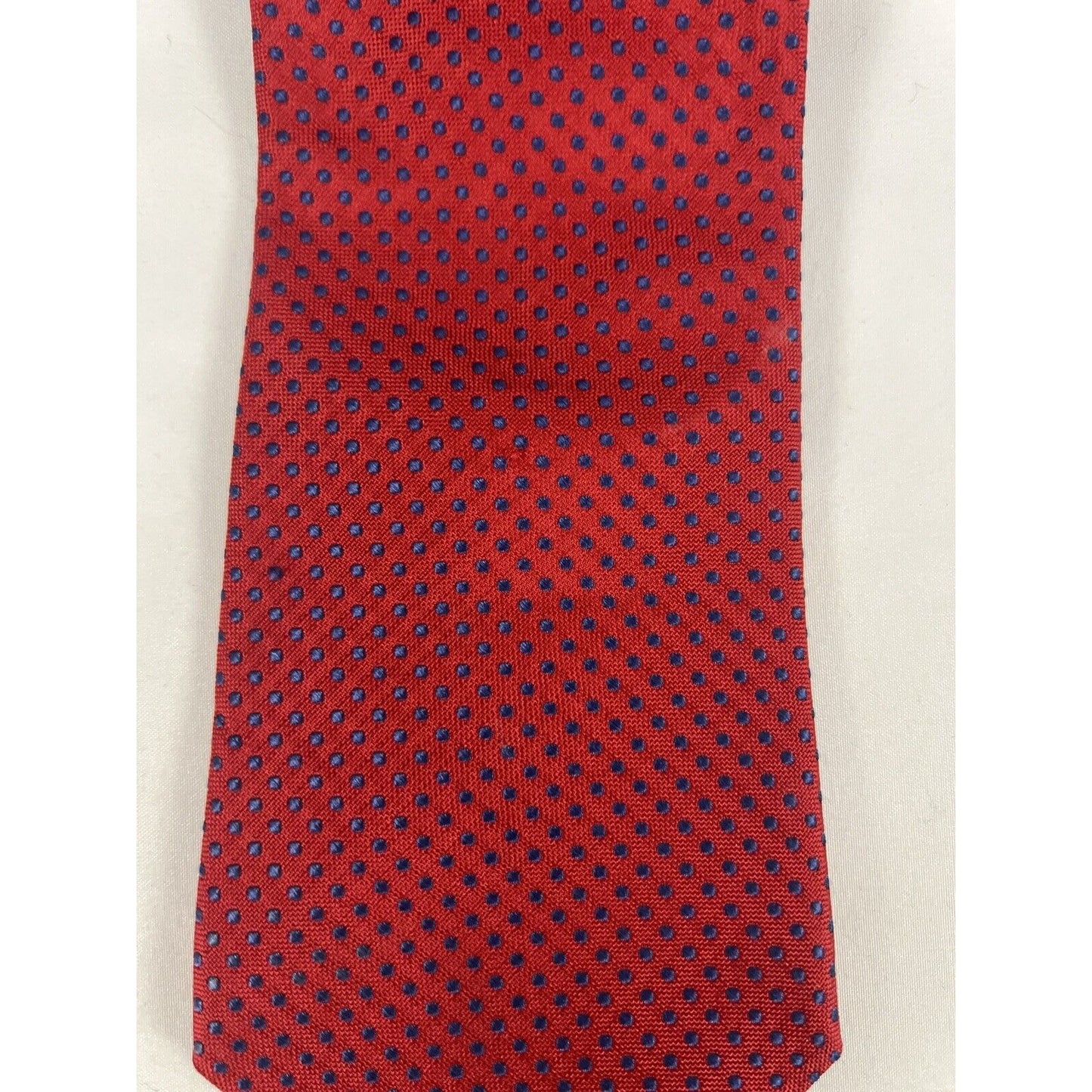 Tommy Hilfiger Red Blue Polka Dot 100% Silk Men’s Formal Neck Tie (60 x 3.5)