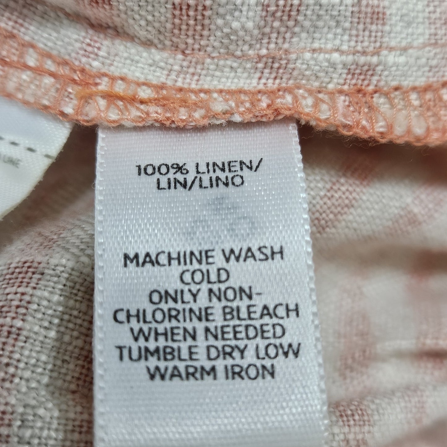 Loft Ann Taylor Orange Pink 100% Linen Striped Pleated Pockets Short Skirt 4