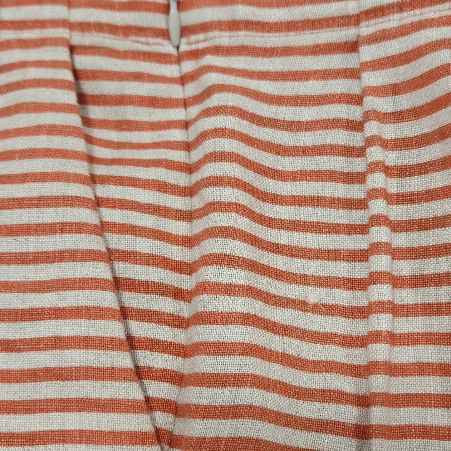 Loft Ann Taylor Orange Pink 100% Linen Striped Pleated Pockets Short Skirt 4