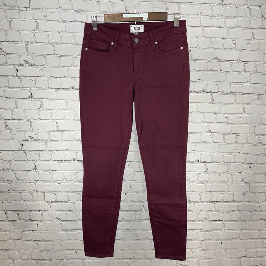 Paige Denim Burgundy Verdugo Ankle Skinny Jeans Stretch USA Size 28 (28x27.5)