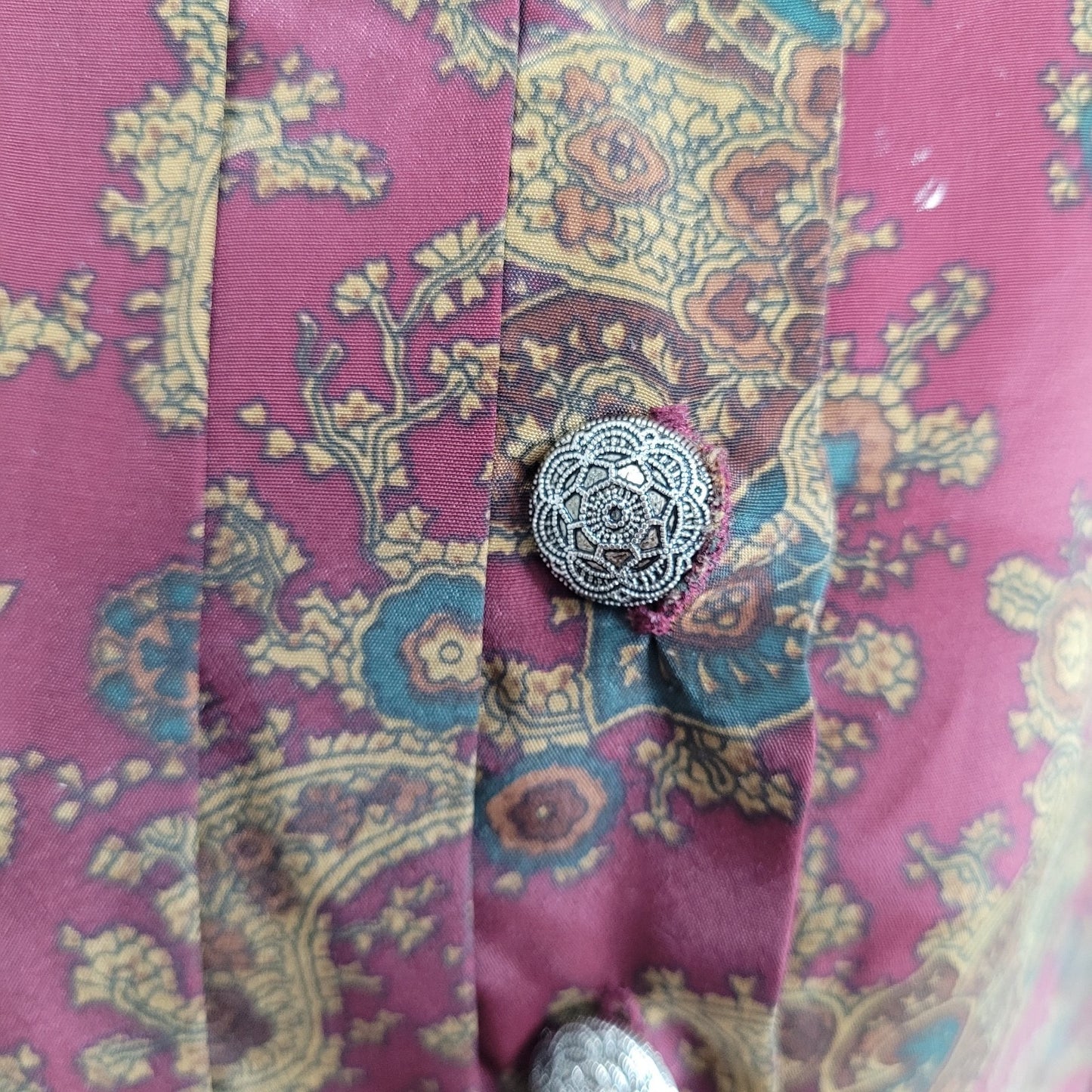 VTG Talbots Multicolor Paisley Pleated Buttoned Long Sleeve Midi Dress Petite 4P