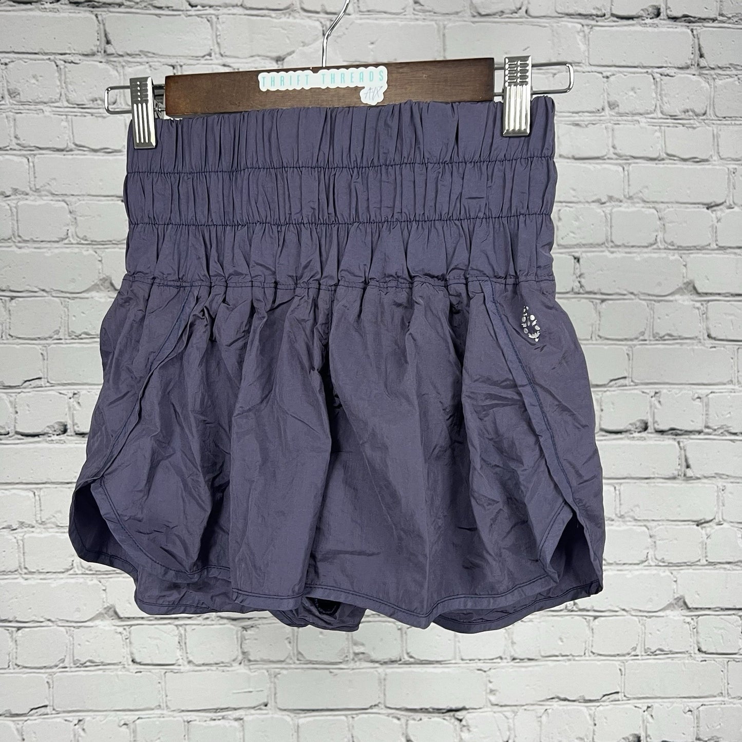 FP Movement Free People Blue Grey High Waisted Running Shorts Activewear Small S
