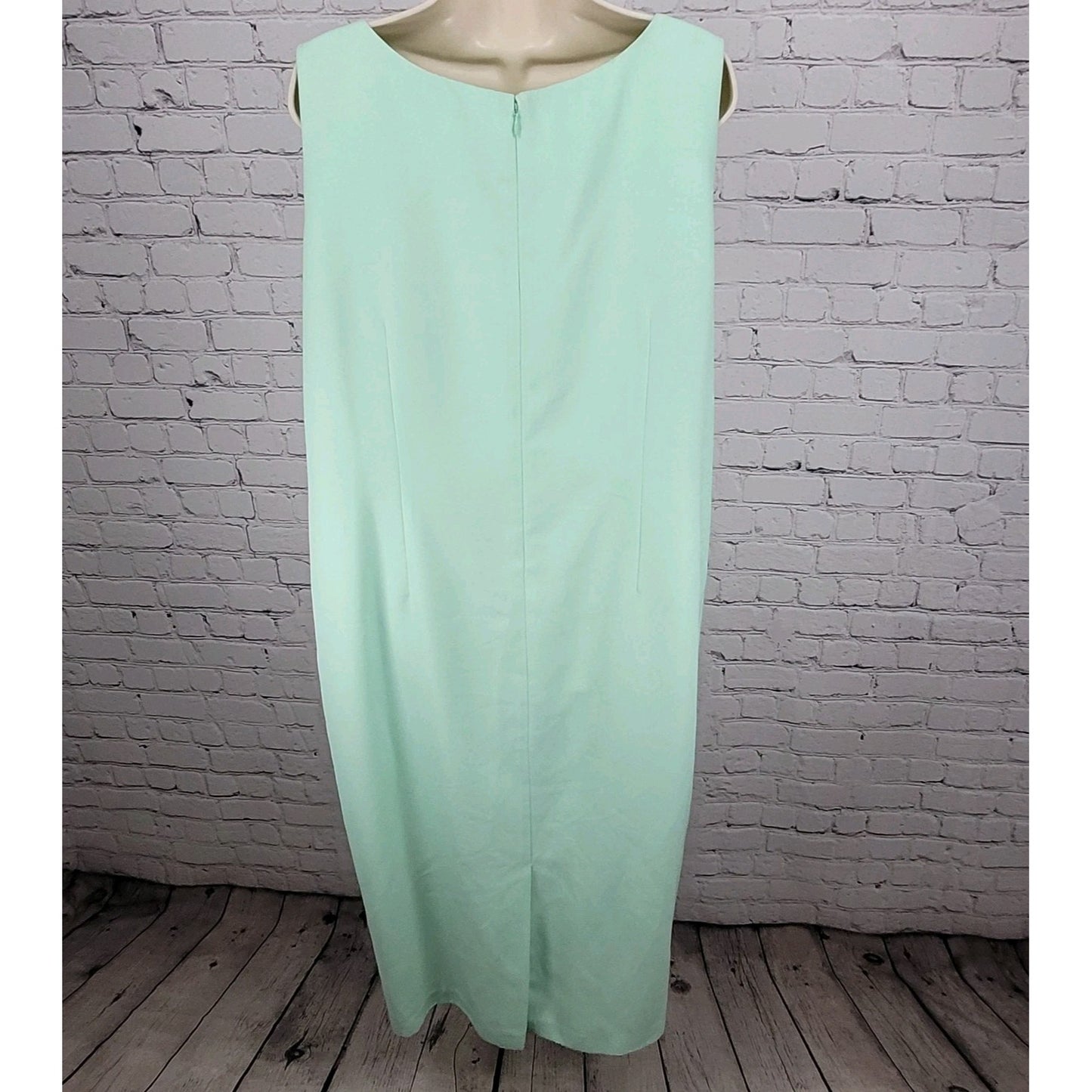 VTG Donna Vinci Green Beaded Embroidered Sleeveless Sheath Lined Long Dress 18