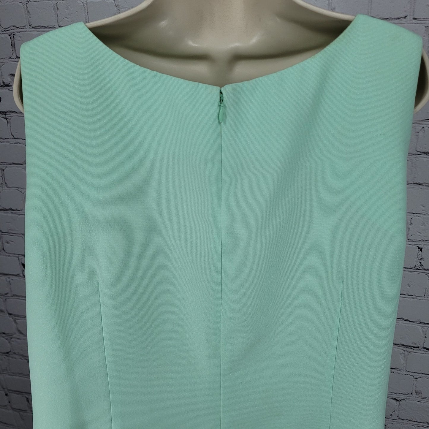 VTG Donna Vinci Green Beaded Embroidered Sleeveless Sheath Lined Long Dress 18