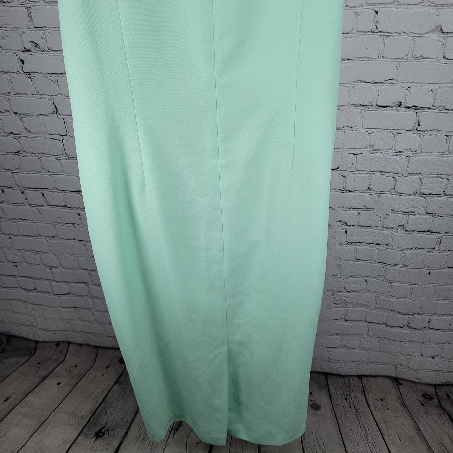 VTG Donna Vinci Green Beaded Embroidered Sleeveless Sheath Lined Long Dress 18