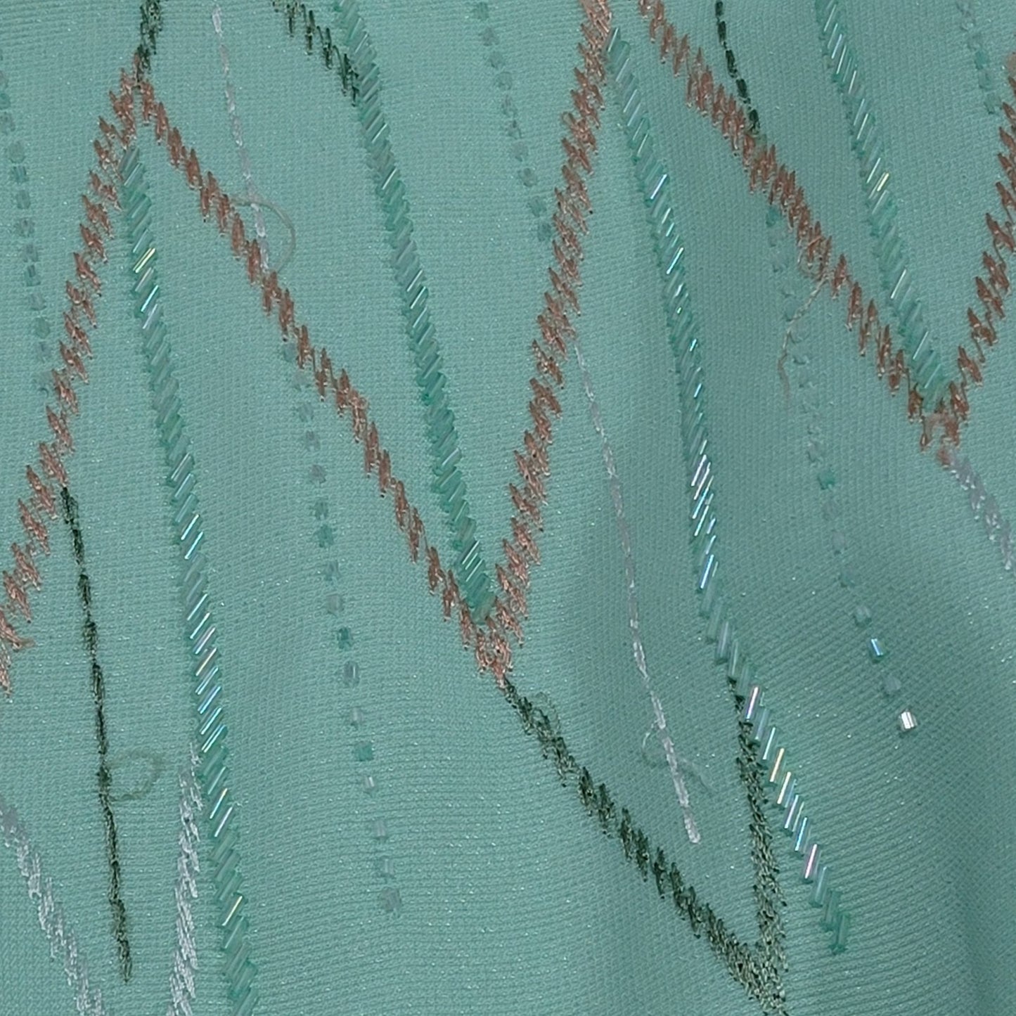 VTG Donna Vinci Green Beaded Embroidered Sleeveless Sheath Lined Long Dress 18