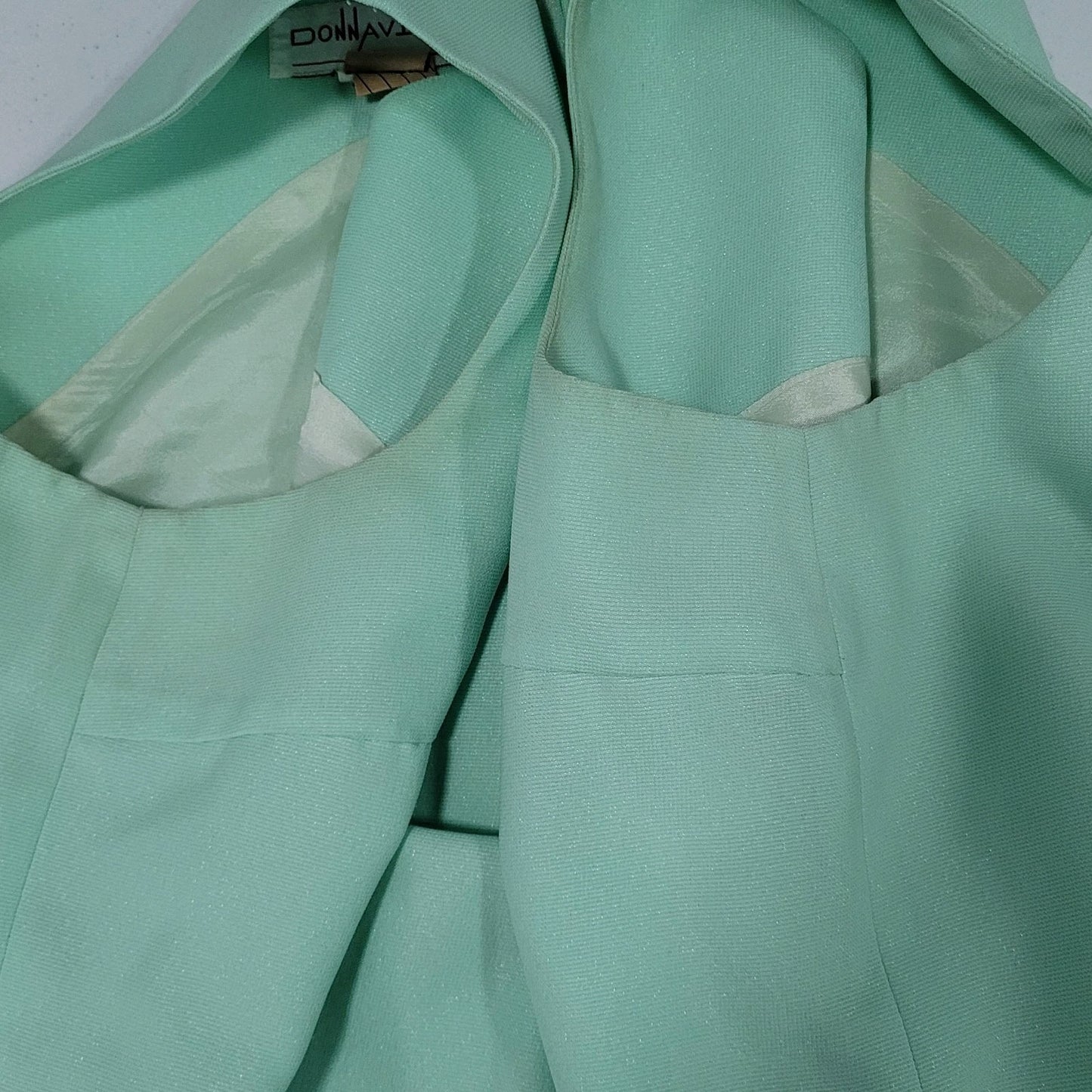 VTG Donna Vinci Green Beaded Embroidered Sleeveless Sheath Lined Long Dress 18