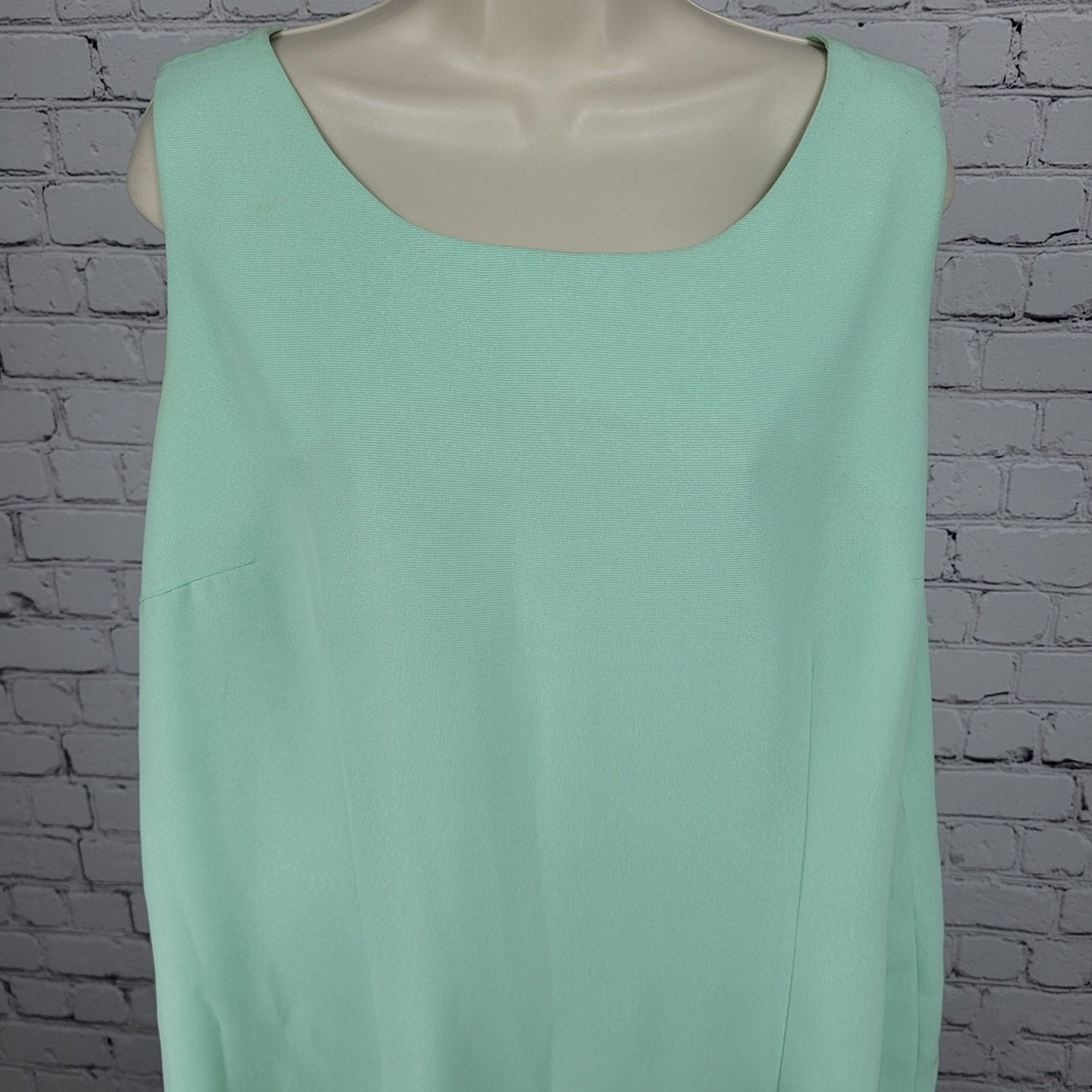VTG Donna Vinci Green Beaded Embroidered Sleeveless Sheath Lined Long Dress 18