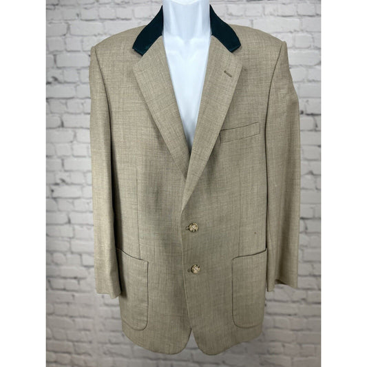 VTG Hurwitz 2 Button Single Vent Green Collar Textured Silk Mens Jacket Size 39