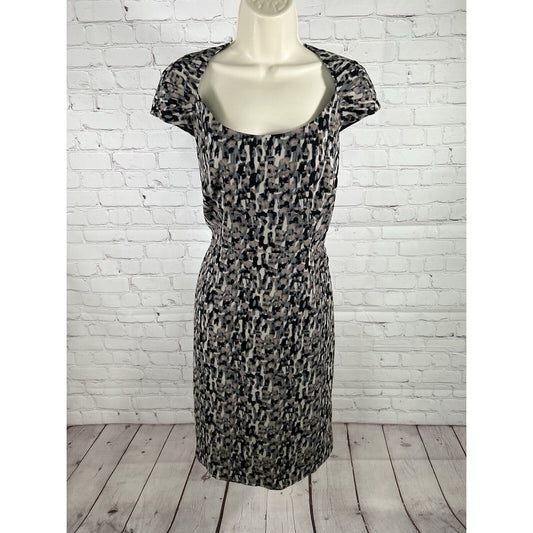 Ann Taylor Silk Blend Multicolored Cap Sleeve Lined Shift Dress Women’s Size 8