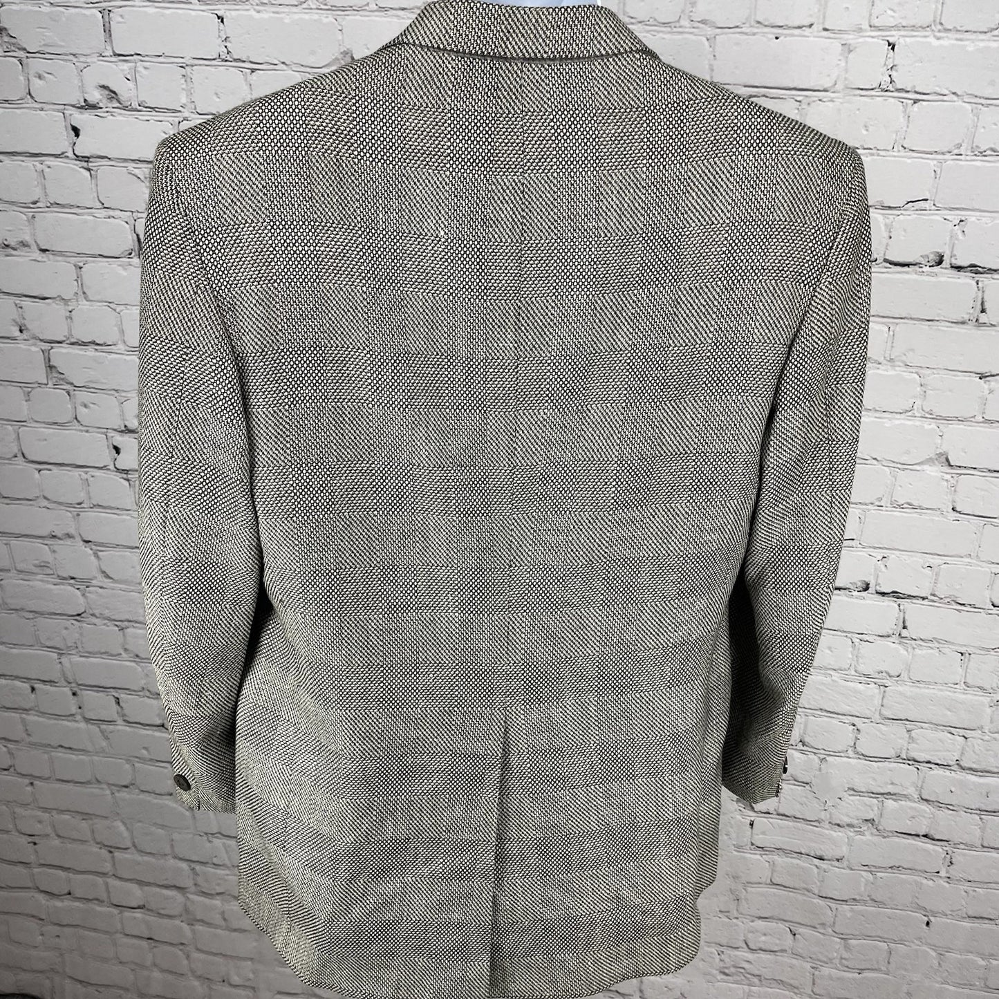 Louis Roth Ivory & Black Check Knit 2 Button Blazer Sport Coat USA Made Size 38R