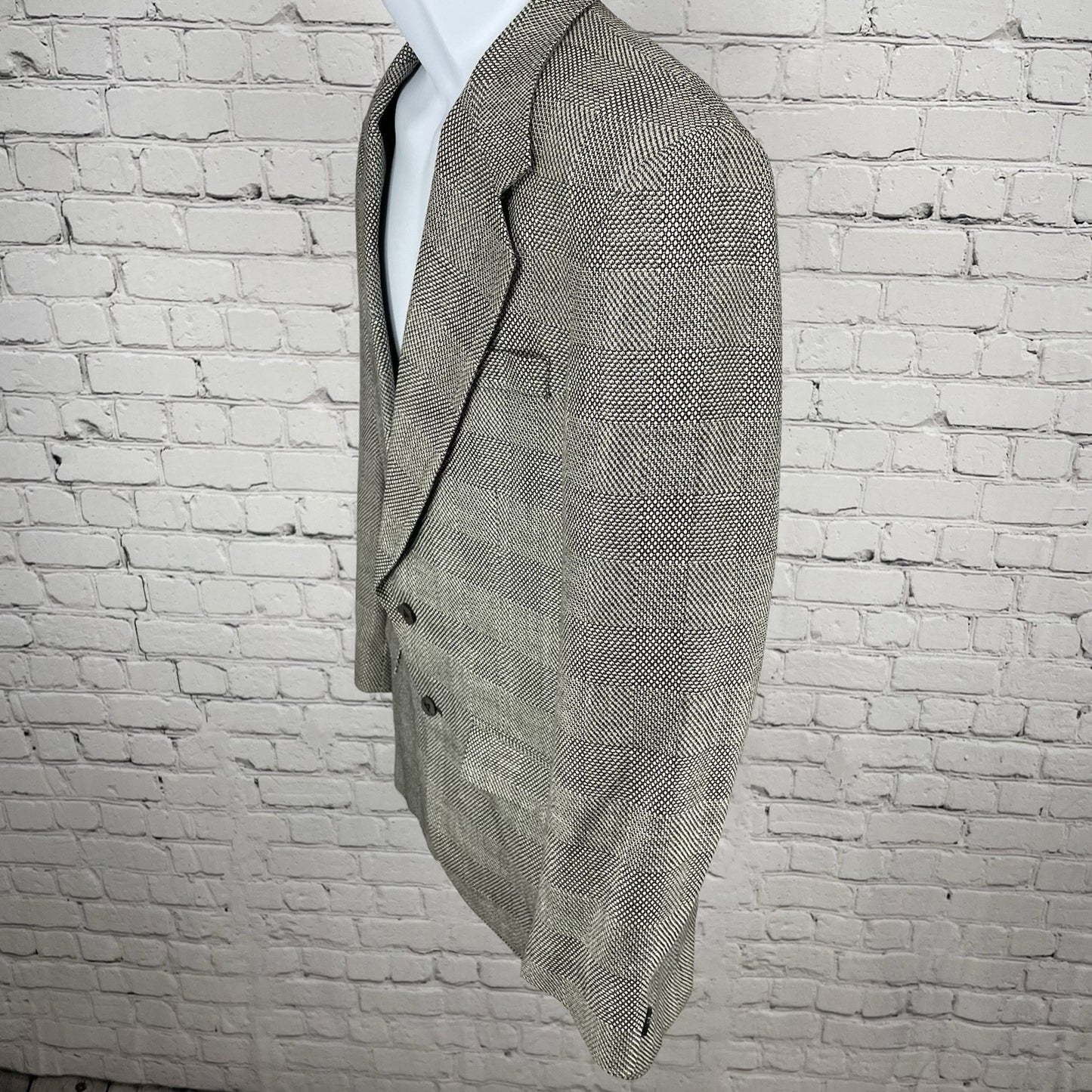 Louis Roth Ivory & Black Check Knit 2 Button Blazer Sport Coat USA Made Size 38R