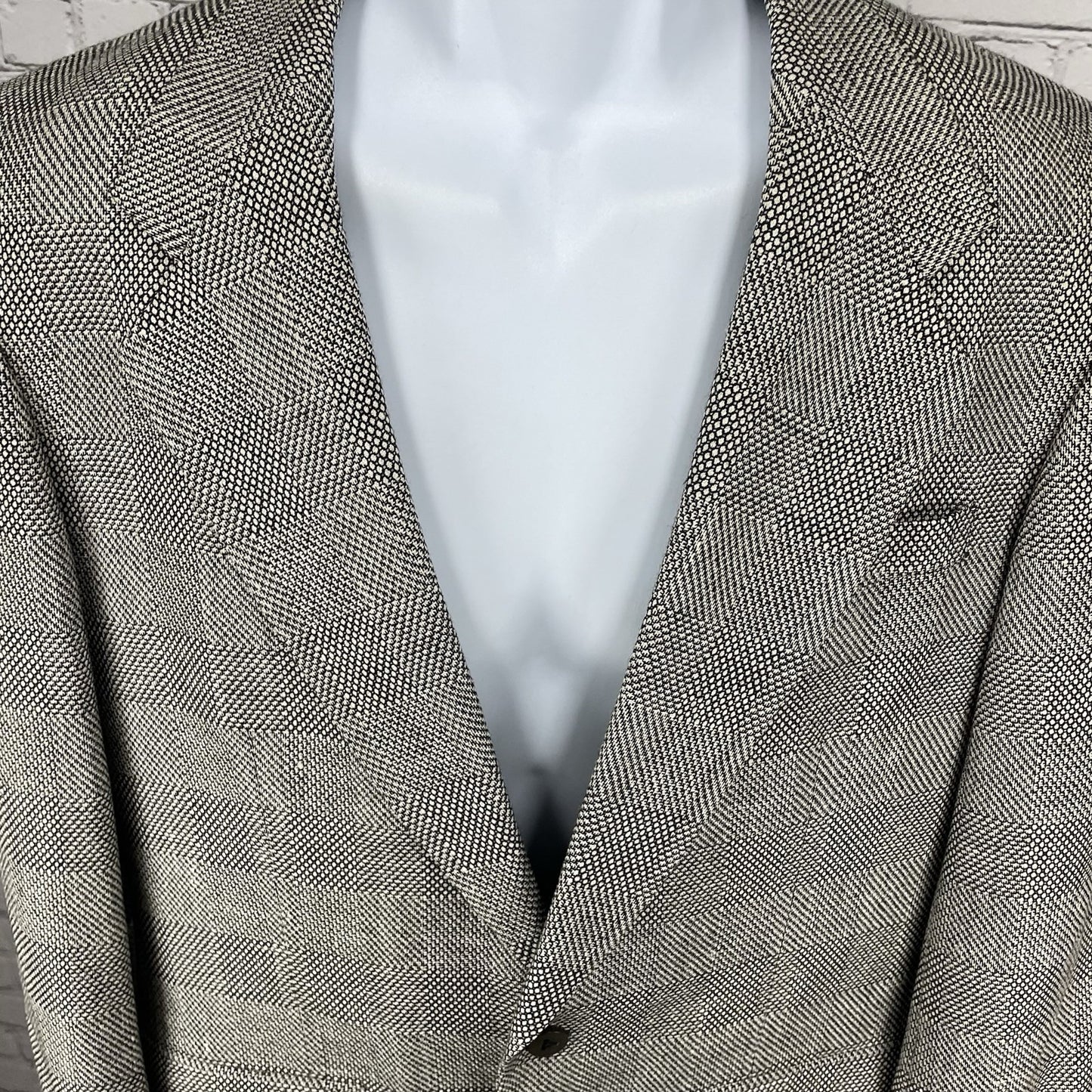 Louis Roth Ivory & Black Check Knit 2 Button Blazer Sport Coat USA Made Size 38R