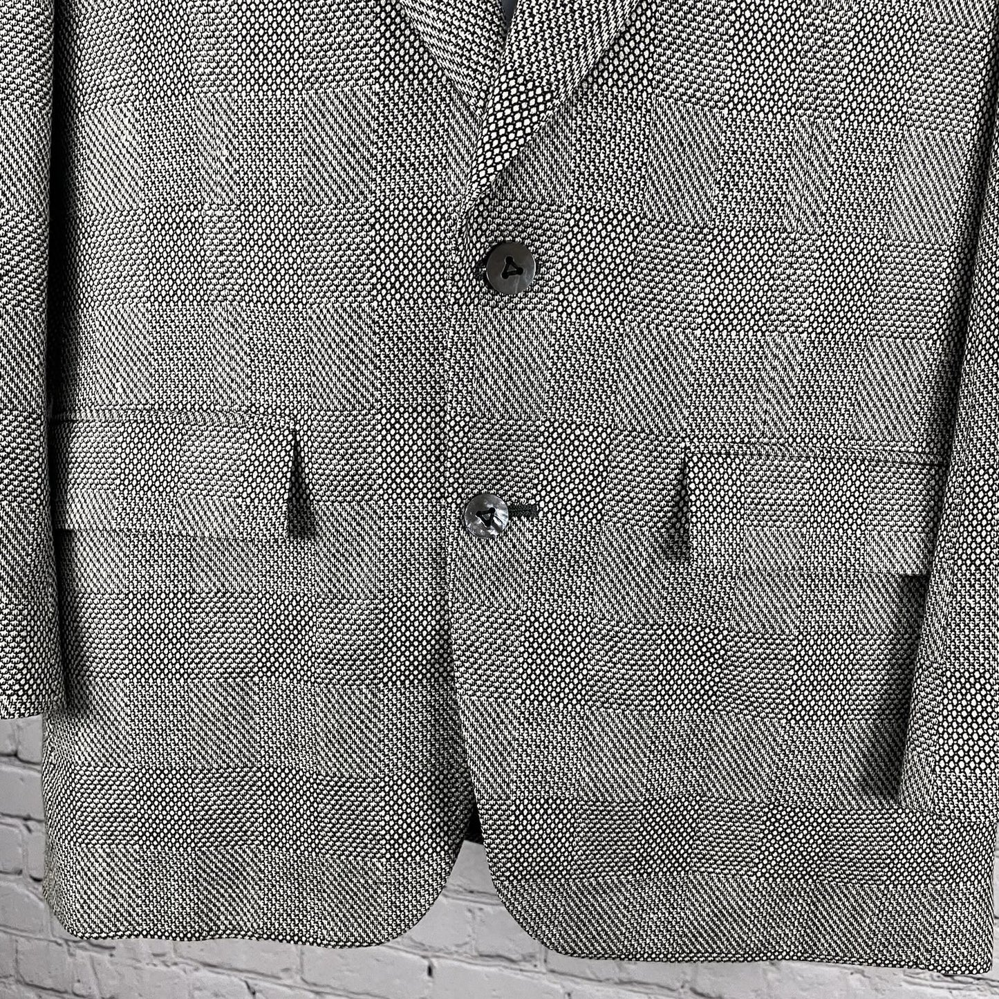Louis Roth Ivory & Black Check Knit 2 Button Blazer Sport Coat USA Made Size 38R