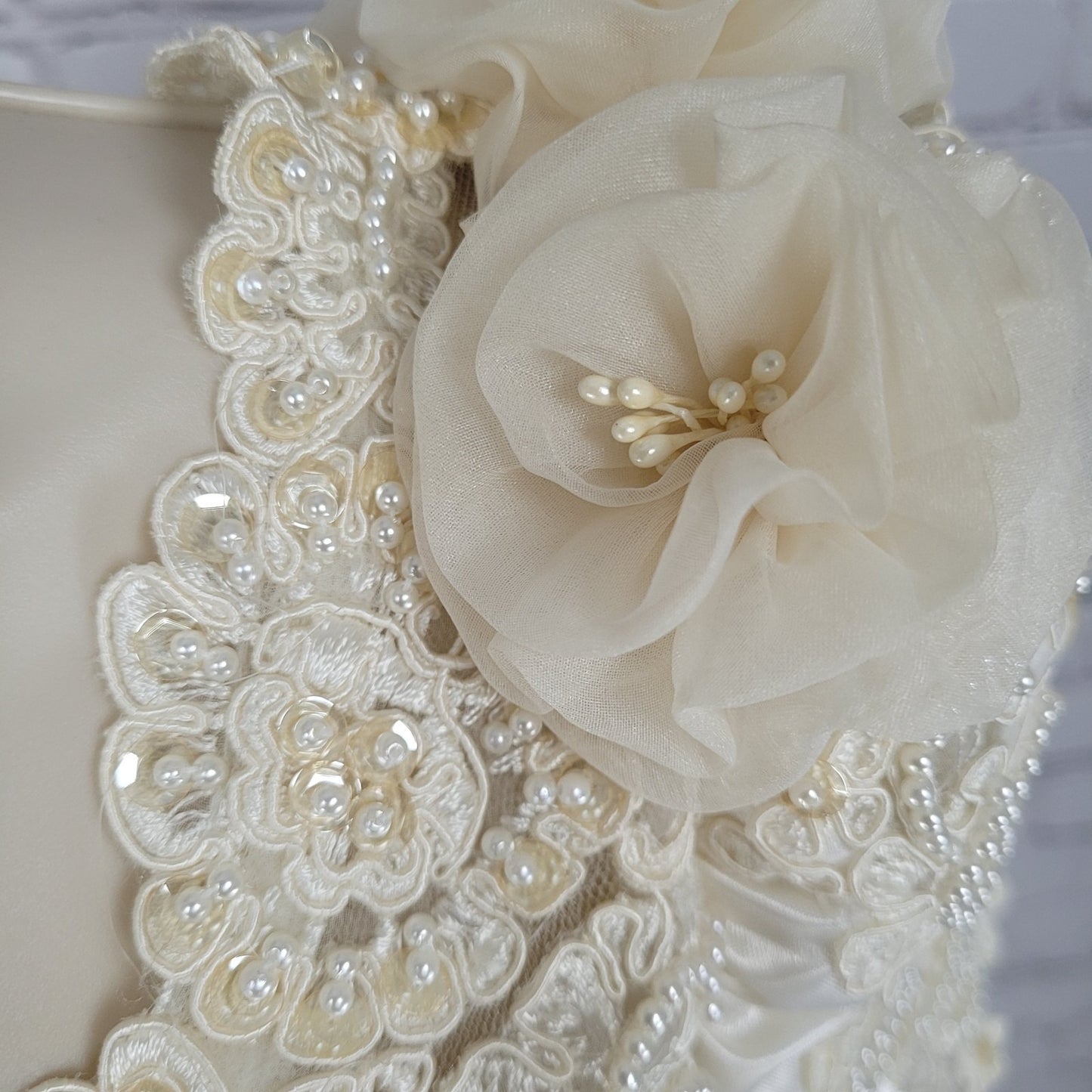 Pallas Athena Ivory Satin Embroidered Beaded Bridal Wedding Dress Gown Size P12