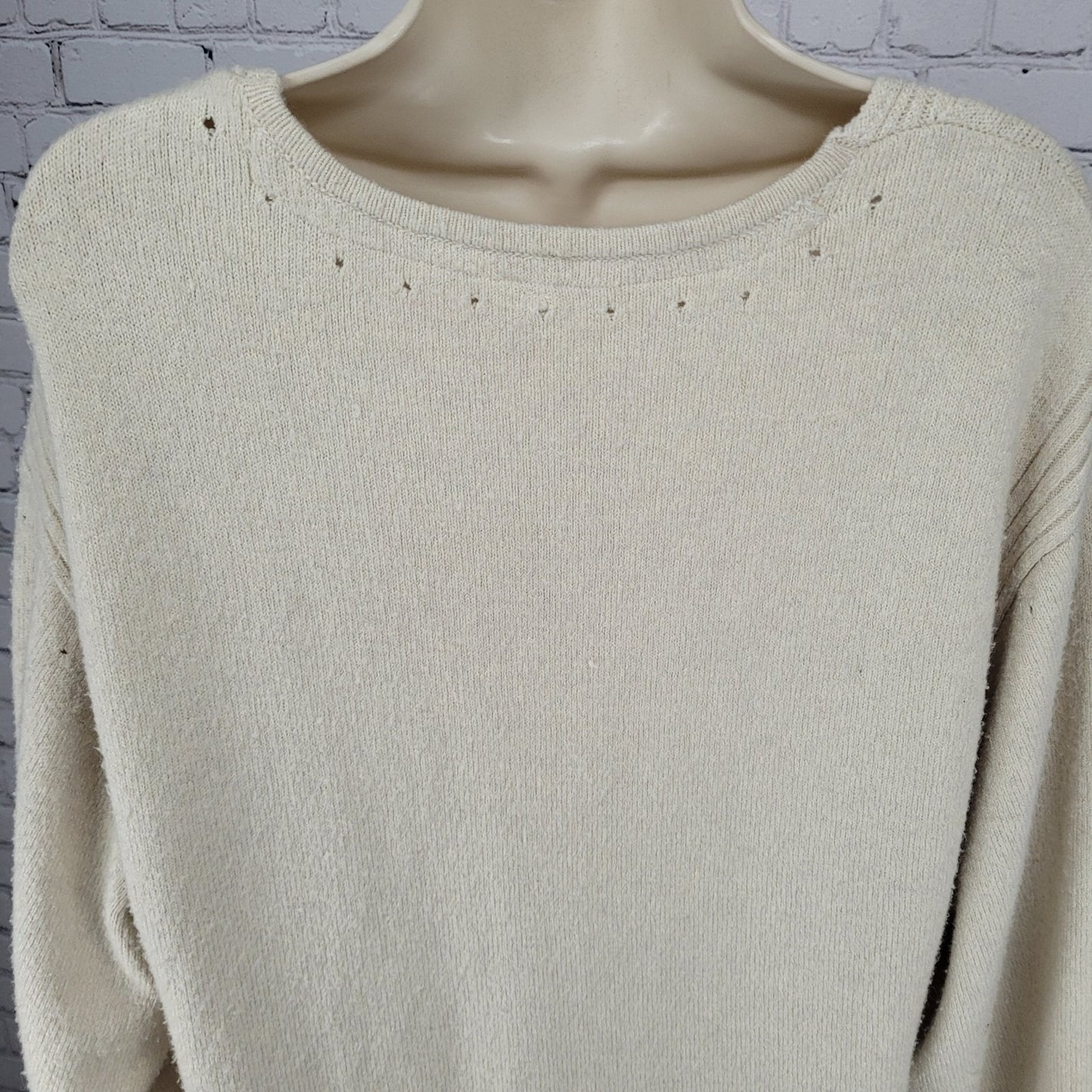 Free People Beige Plunge Long Sleeve Side Slits Maxi Sweater Dress Size Medium M