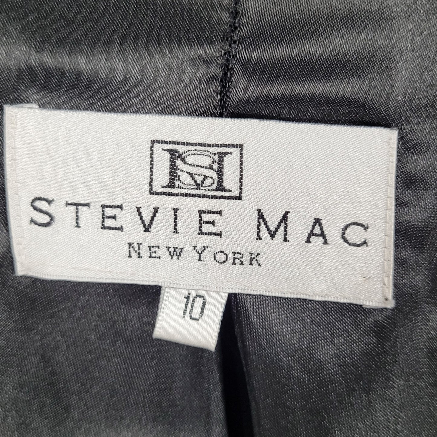 Stevie Mac New York Grey Faux Fur Sequin Pockets Snap Lined Over Coat Size 10