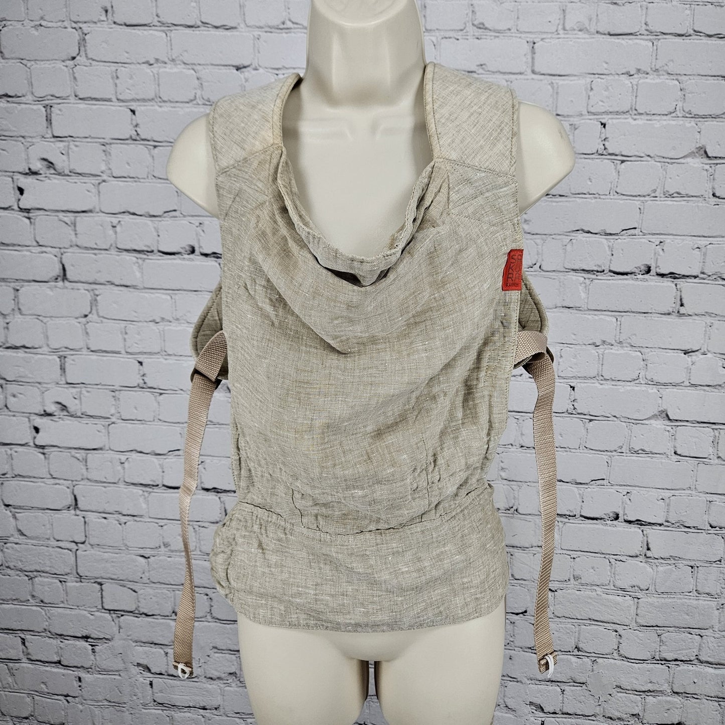 Sakura Bloom Beige 100% Linen Scout Chambray Baby Infant Carrier USA 7-45lbs