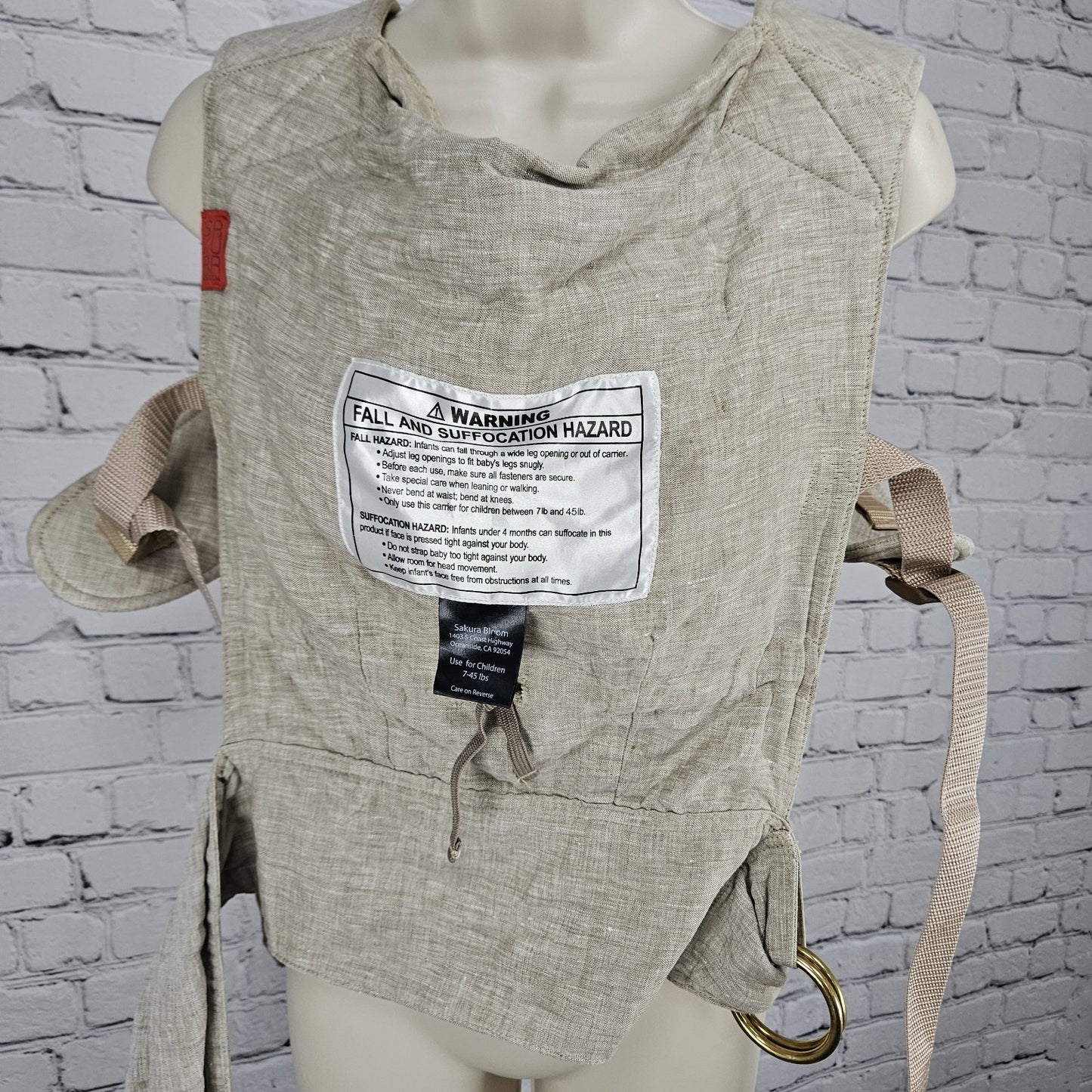 Sakura Bloom Beige 100% Linen Scout Chambray Baby Infant Carrier USA 7-45lbs