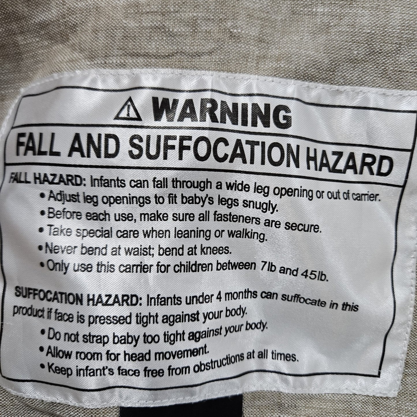 Sakura Bloom Beige 100% Linen Scout Chambray Baby Infant Carrier USA 7-45lbs