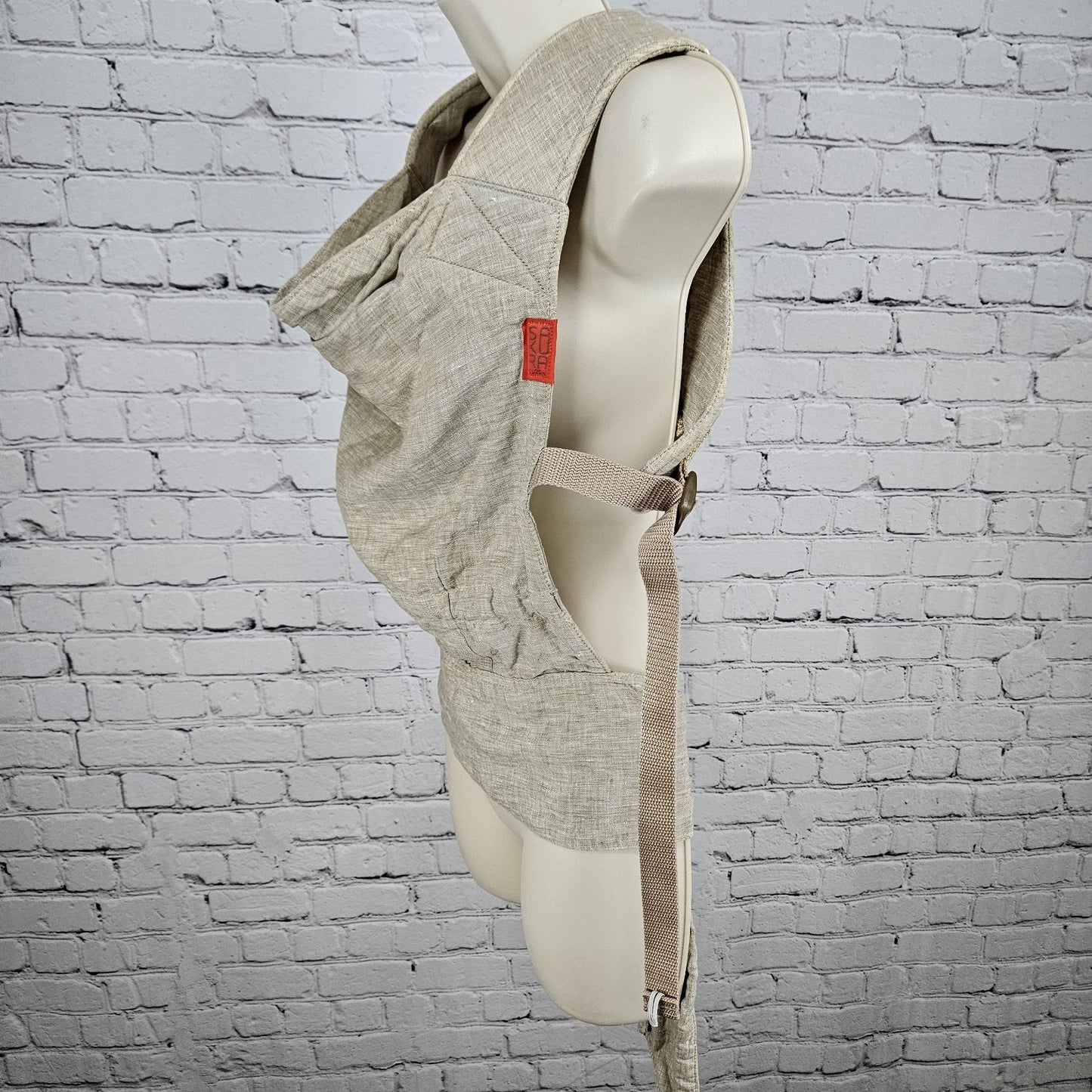 Sakura Bloom Beige 100% Linen Scout Chambray Baby Infant Carrier USA 7-45lbs