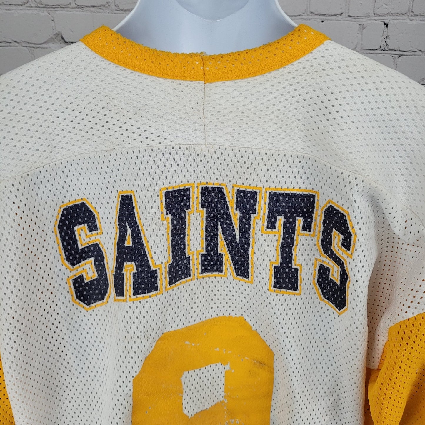 Oshawa Saints Dwyer #9 White Yellow Navy Long Sleeve Hockey Jersey XXL
