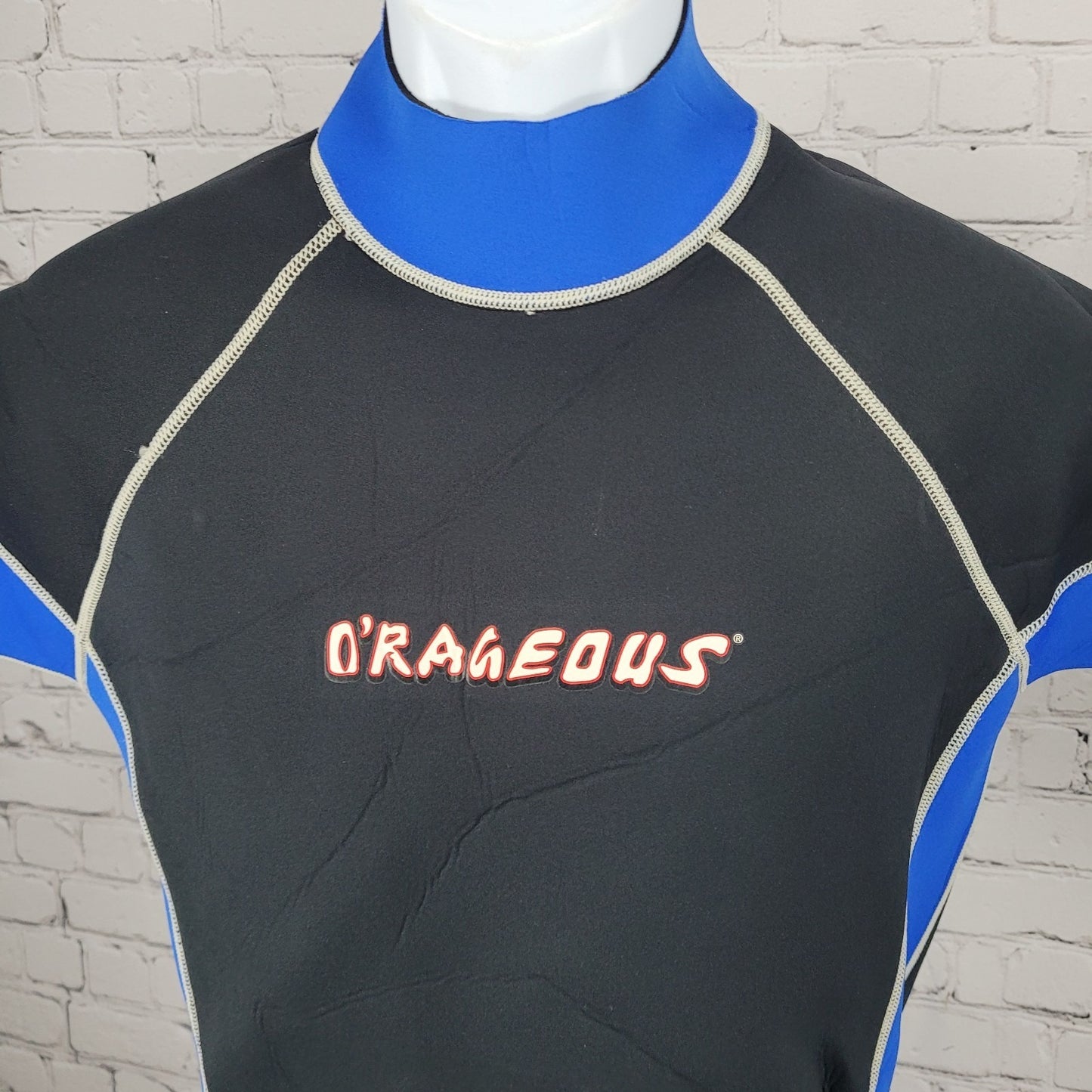 O'Rageous Black Blue Short Sleeve Shorty Springsuit Wetsuit Dive Surf Large L